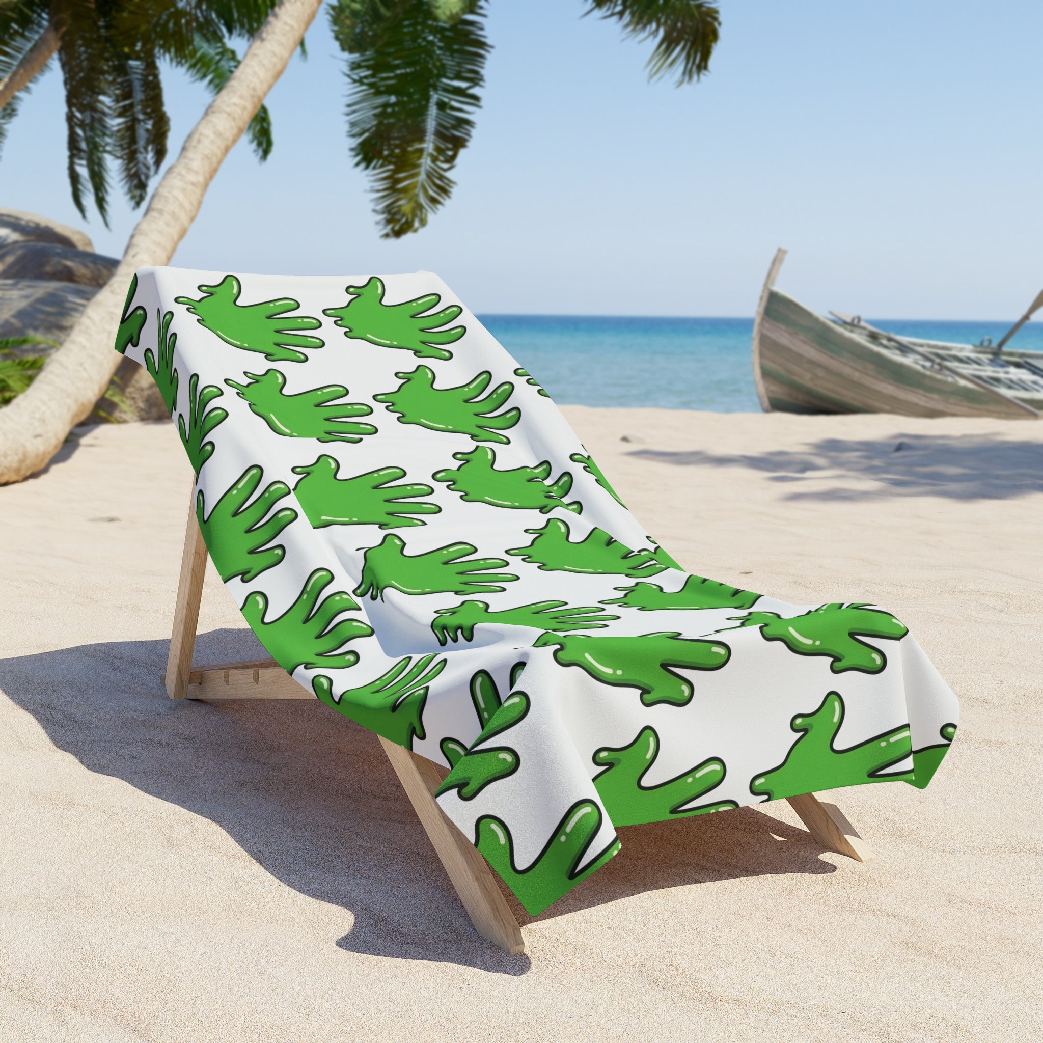 The Slime Shop Beach Towel — White / Green Slime In 5