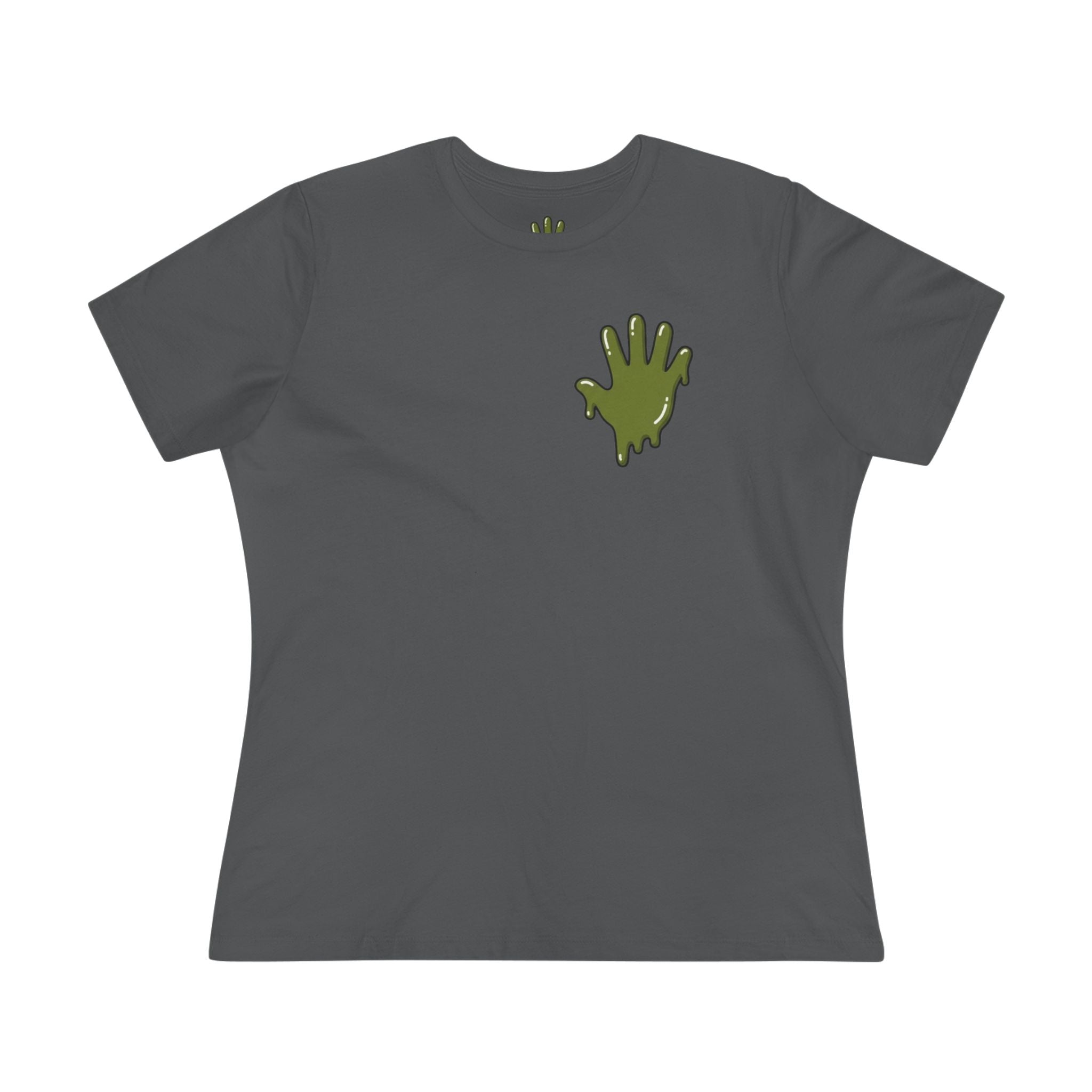 The Slime Shop Women's Tee — White / Olive Slime In 5
