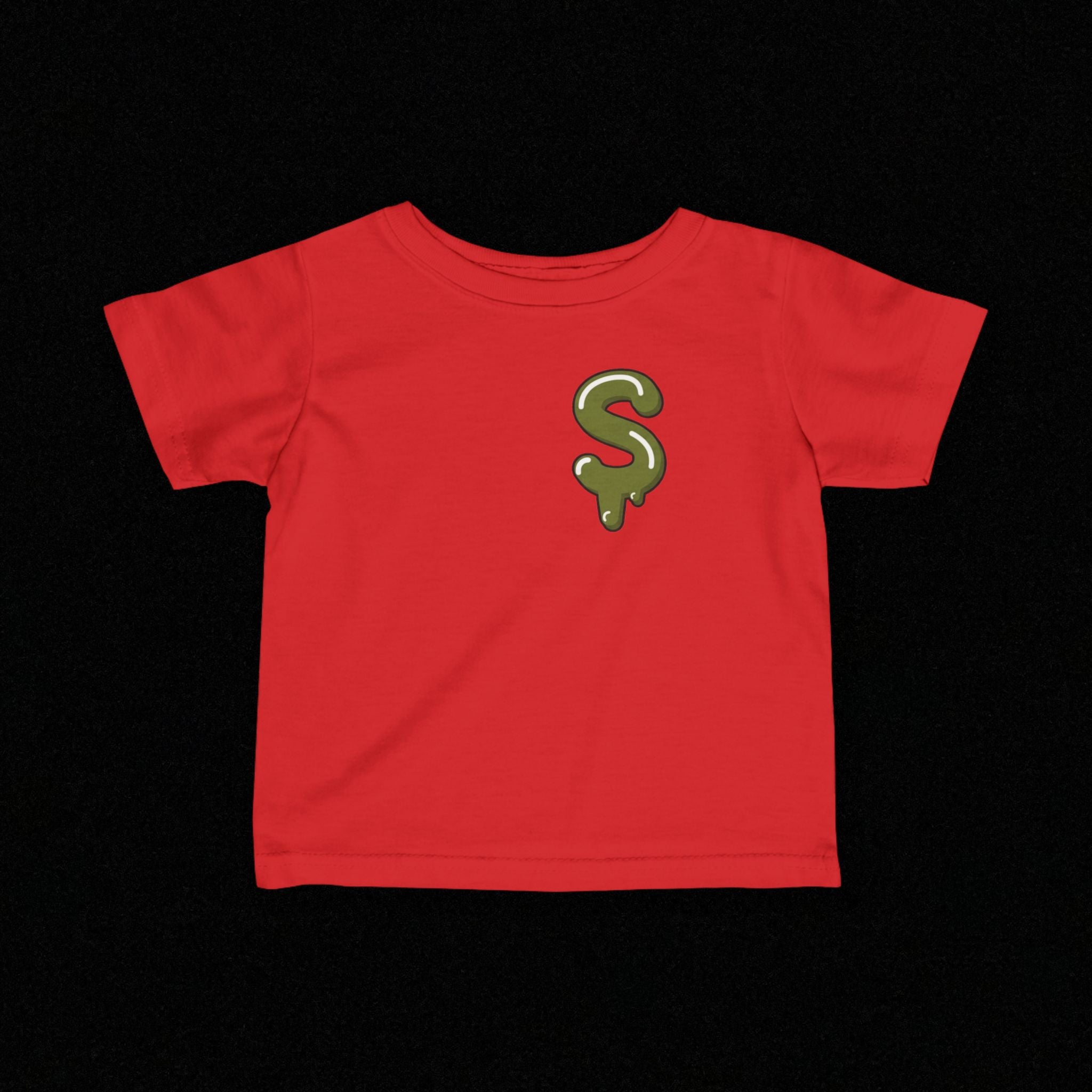 The Slime Shop Infant Fine Jersey Tee — Black / Military Green Slime Sircle