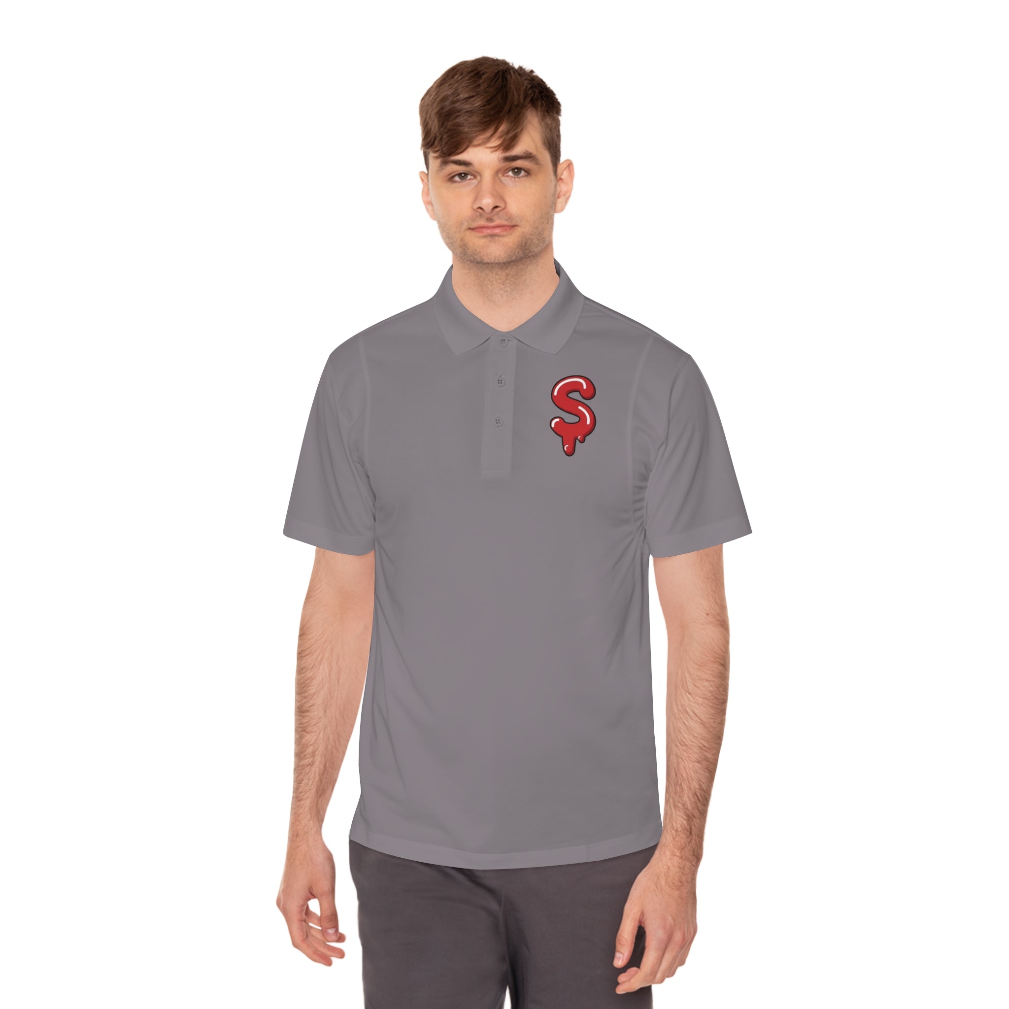 The Slime Shop Sport Polo — Grey / Red Slime Sircle