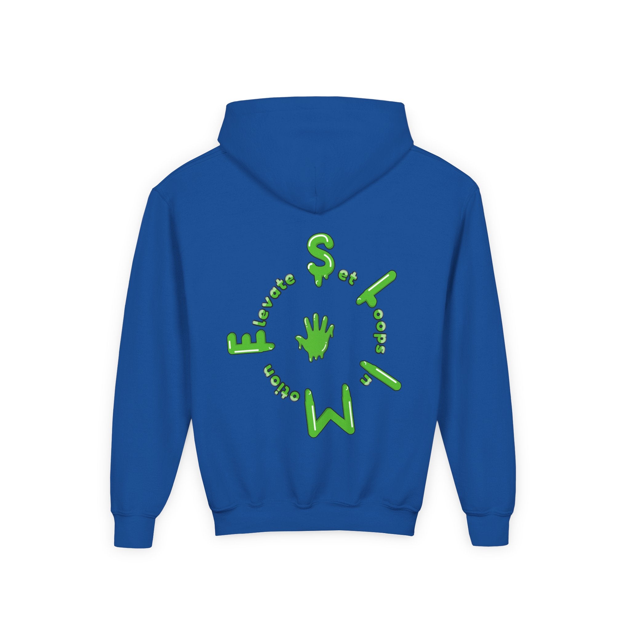The Slime Shop Youth Hoodie — Carolina Blue / Green Slime $