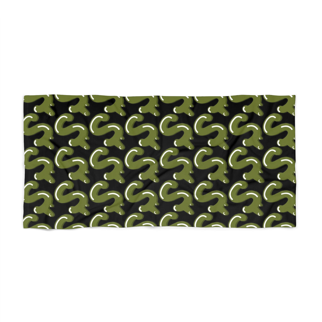 The Slime Shop Beach Towel — Black / Olive Slime S