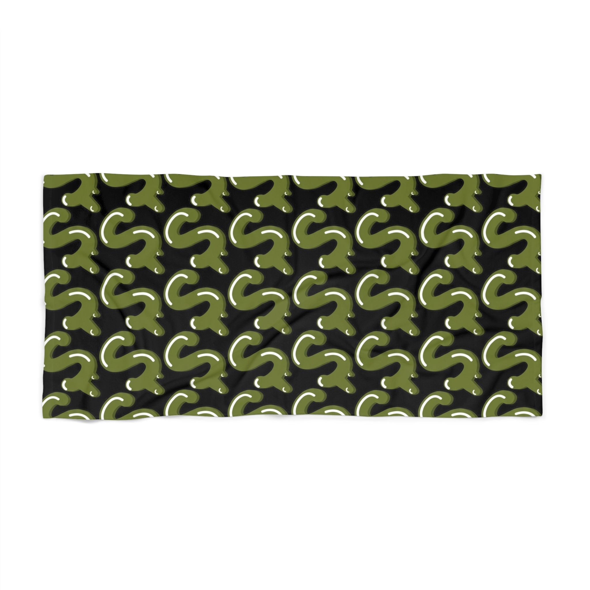 The Slime Shop Beach Towel — Black / Olive Slime S