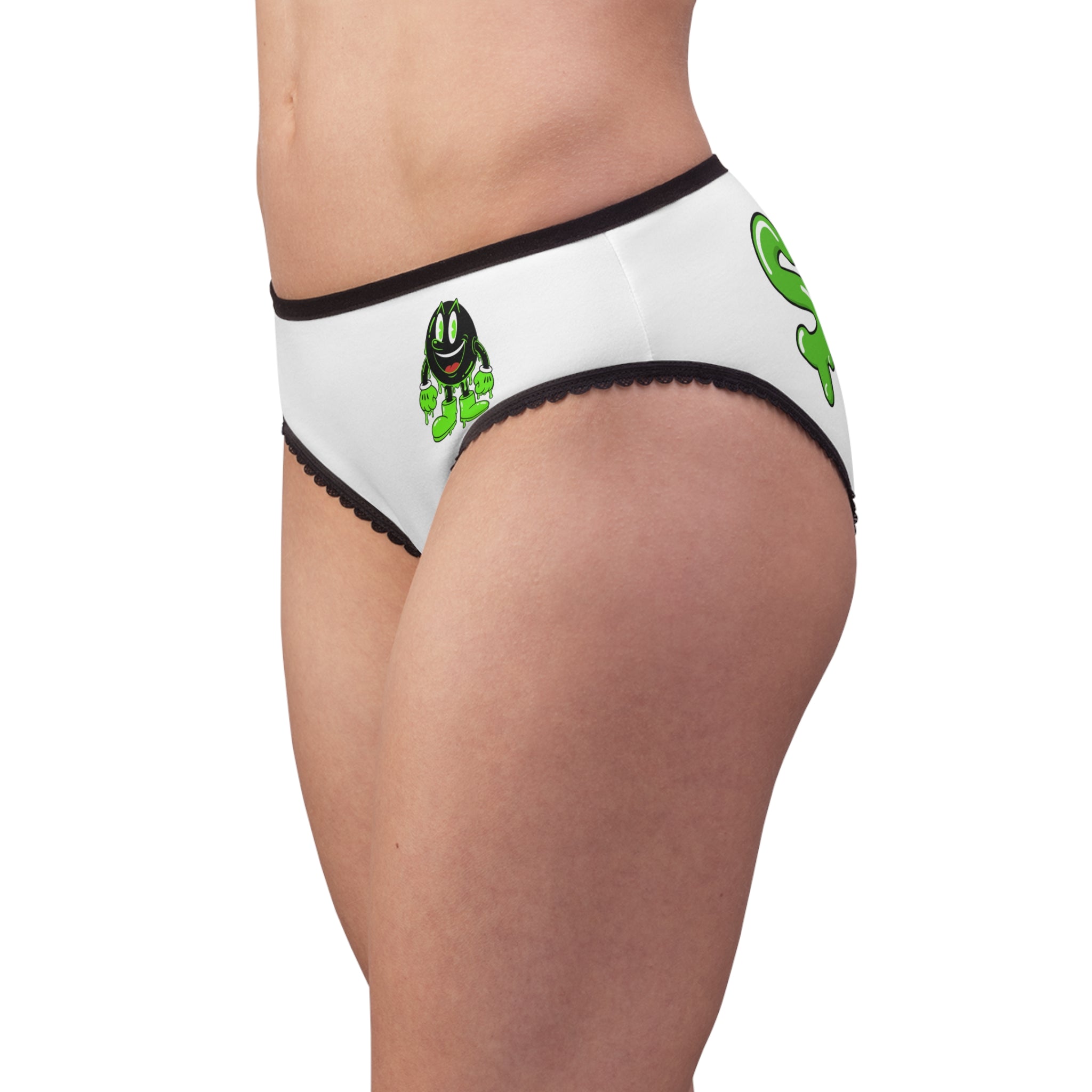 The Slime Shop Women's Briefs — White / Green Slimeman Gzzz