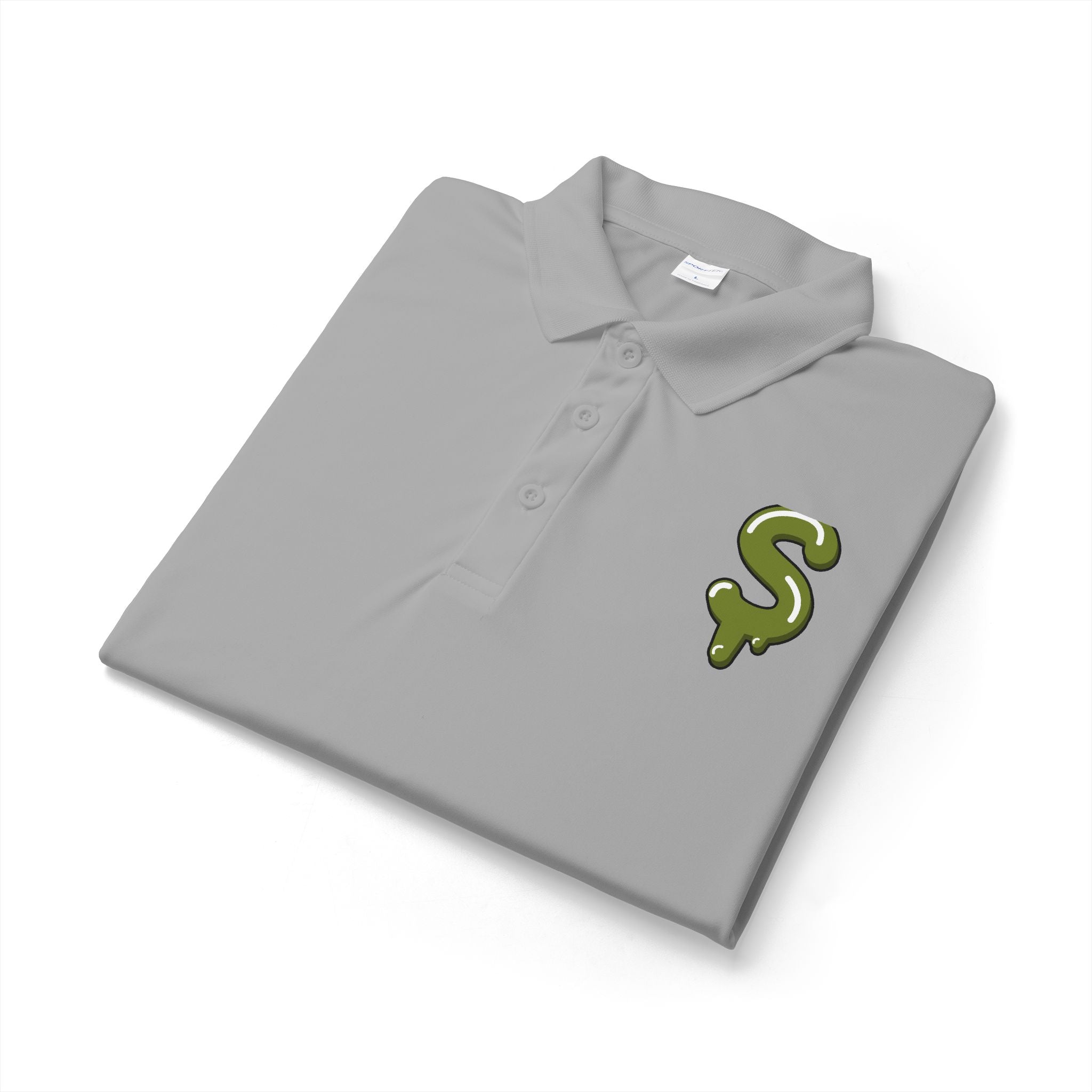 The Slime Shop Sport-Tek Polo — White / Olive Slime $
