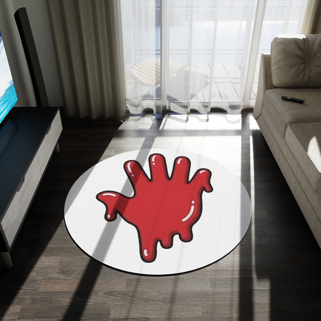The Slime Shop Round Rug — Slime Hand (Red)