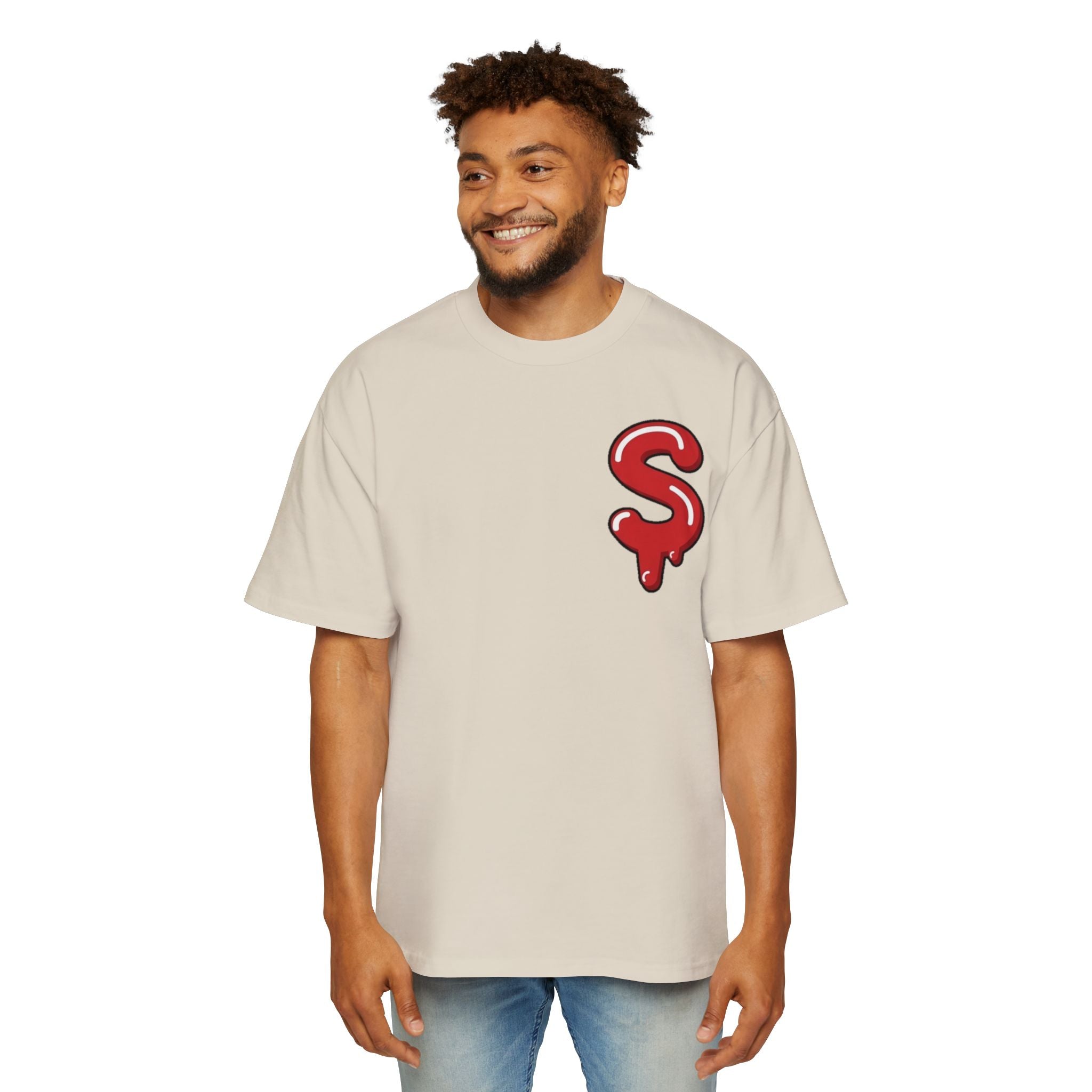 The Slime Shop Men's Heavy Oversized Tee — Black / Red Slime Sircle