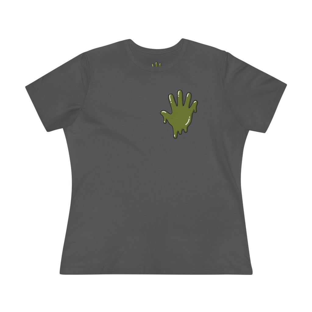 The Slime Shop Women's Tee — White / Olive Slime In 5