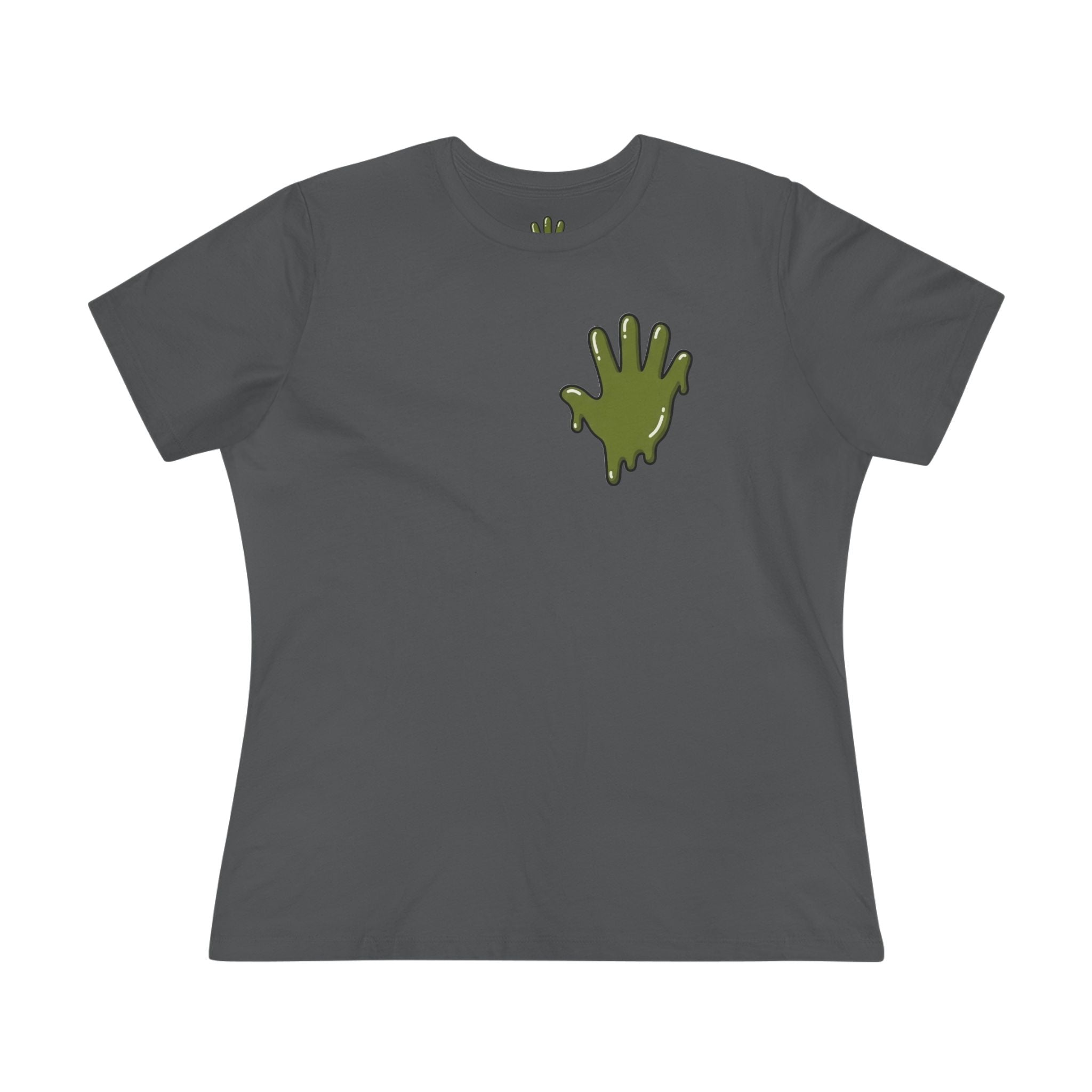 The Slime Shop Women's Tee — White / Olive Slime In 5