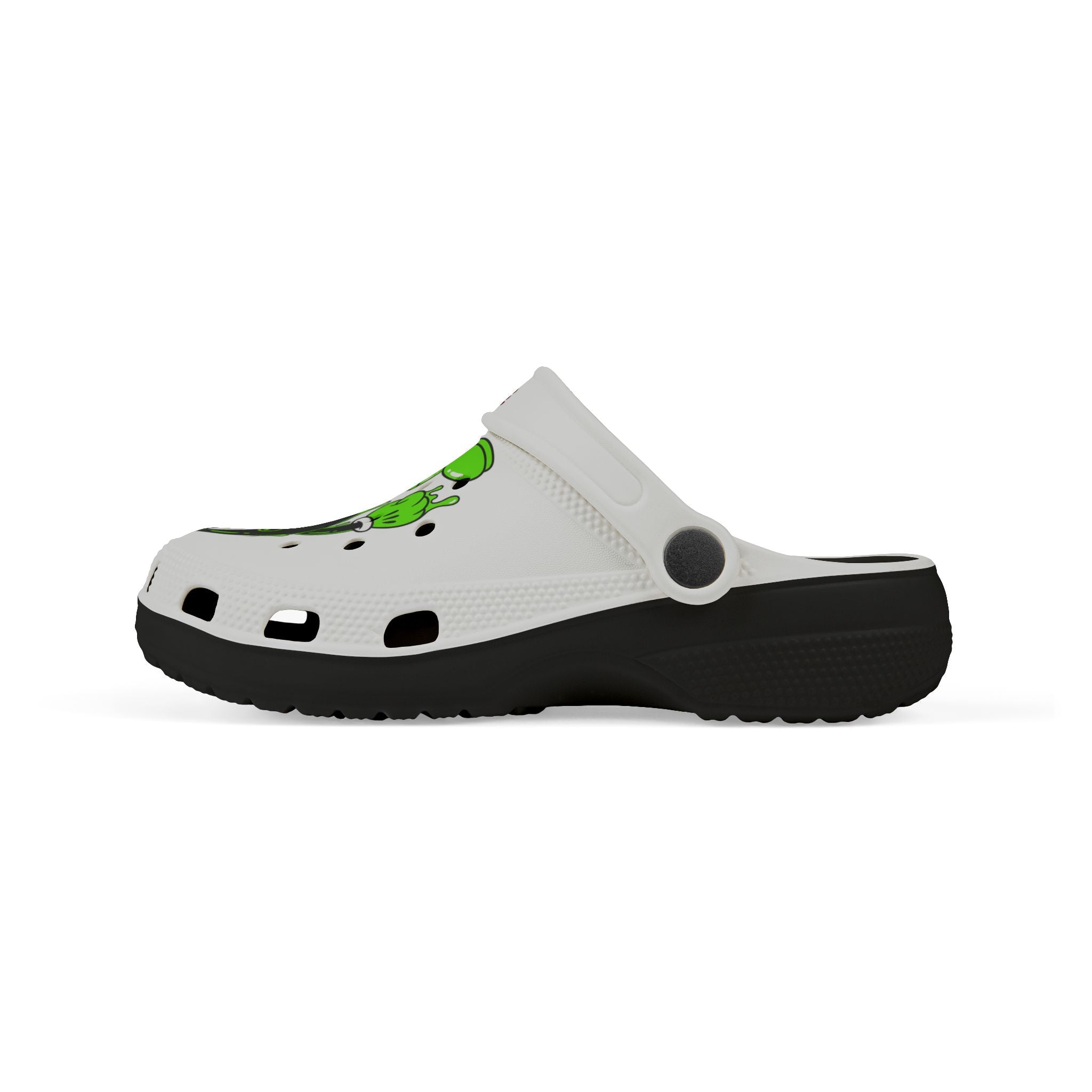 The Slime Shop Kids' EVA Foam Clogs — White / Green & Red Slime AOP (Slimeman Gzzz + Slime Hand)