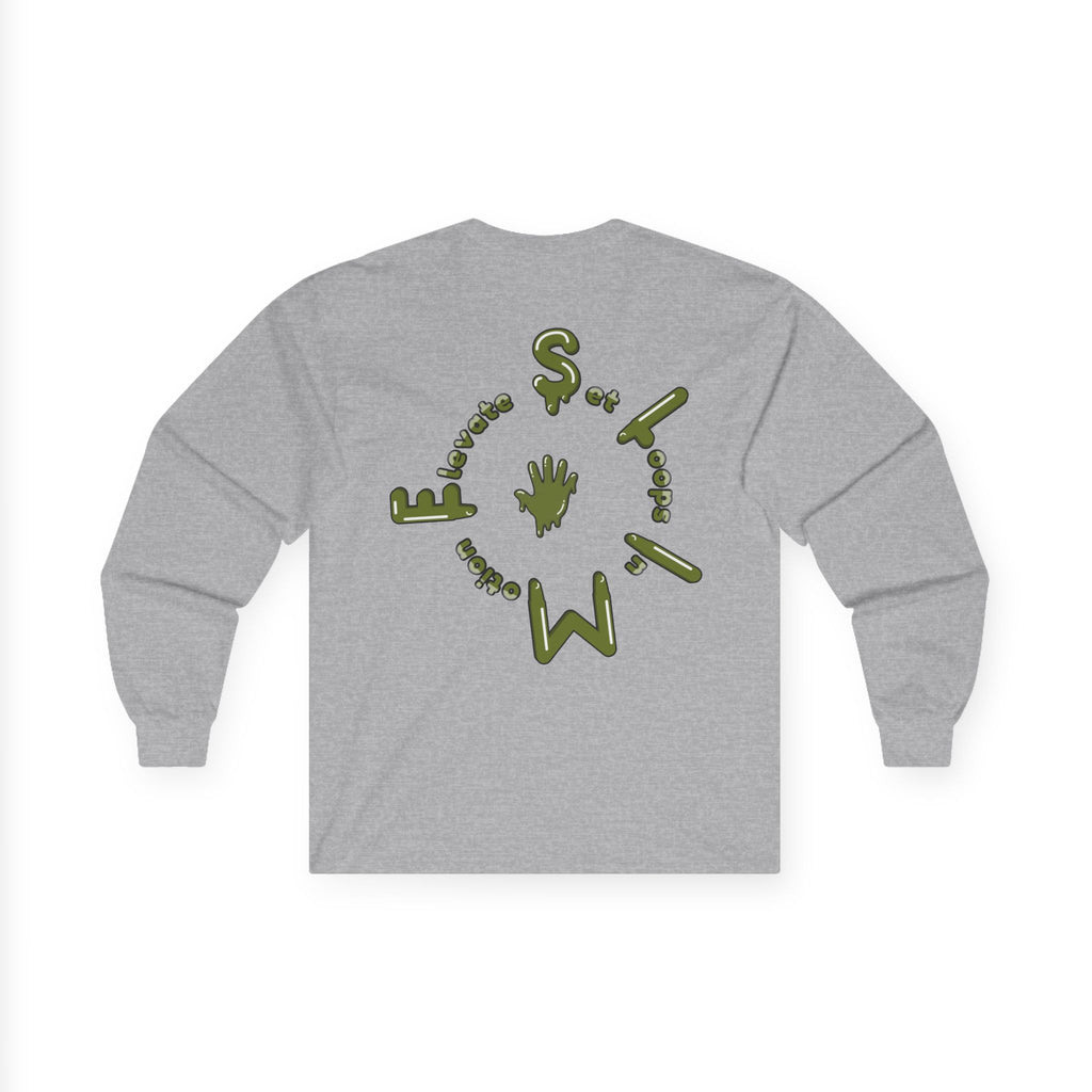 The Slime Shop Ultra Cotton Long-Sleeve Tee — Dark Heather / Olive Slime Sircle