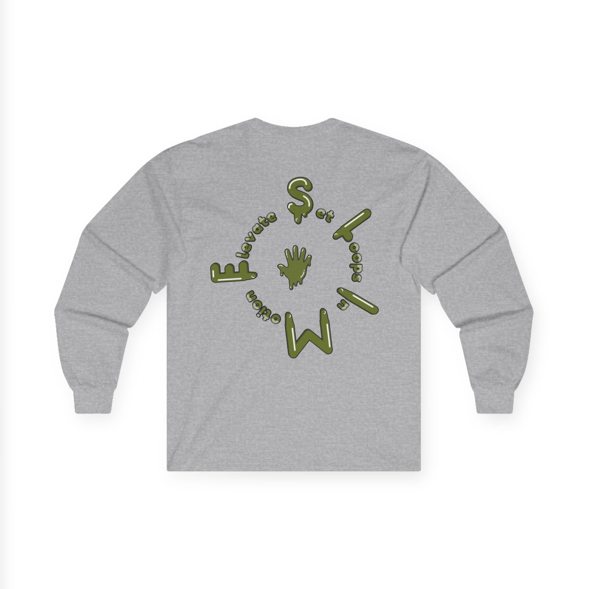 The Slime Shop Ultra Cotton Long-Sleeve Tee — Dark Heather / Olive Slime Sircle