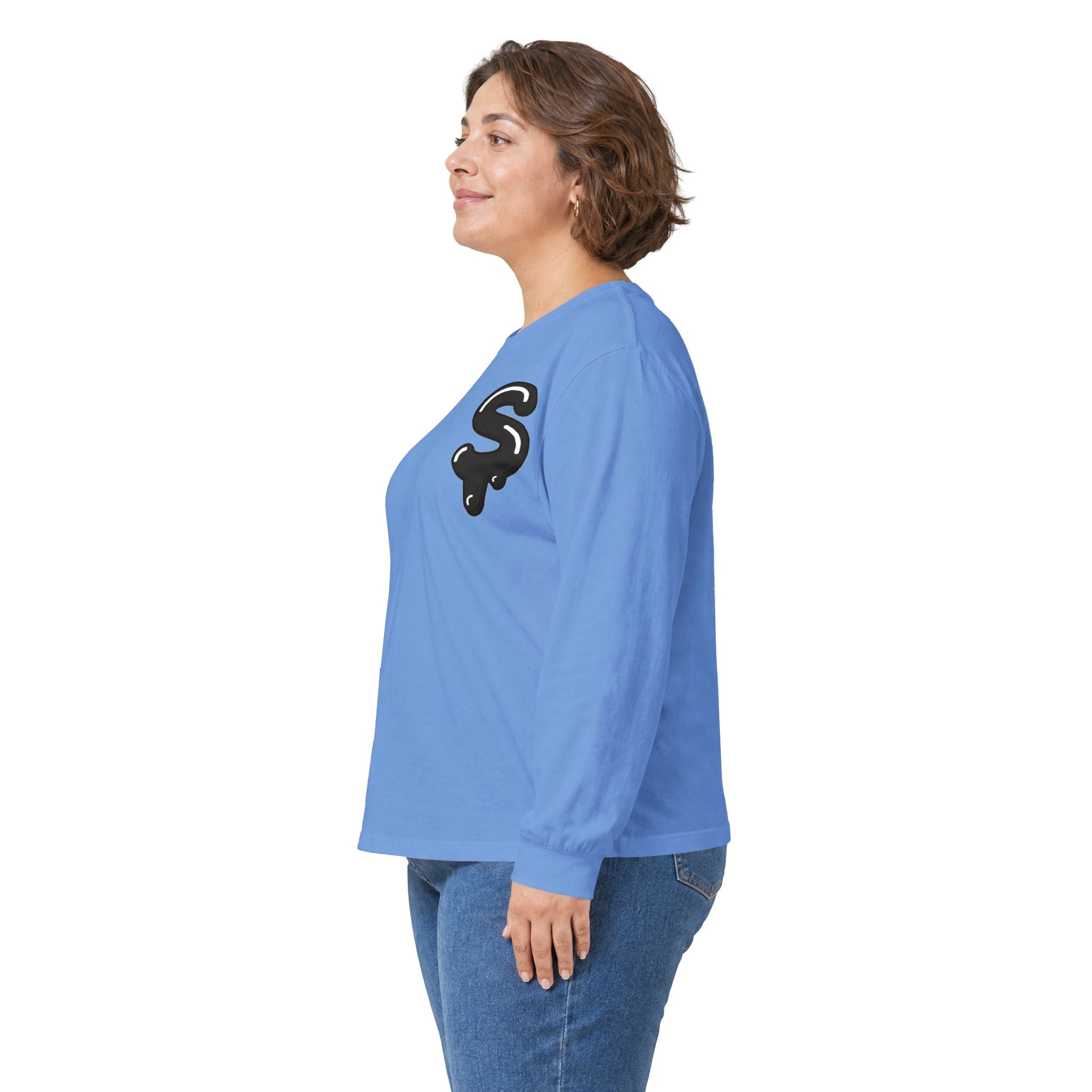 The Slime Shop Ultra Cotton Long-Sleeve Tee — Irish Green / Black Slime Sircle