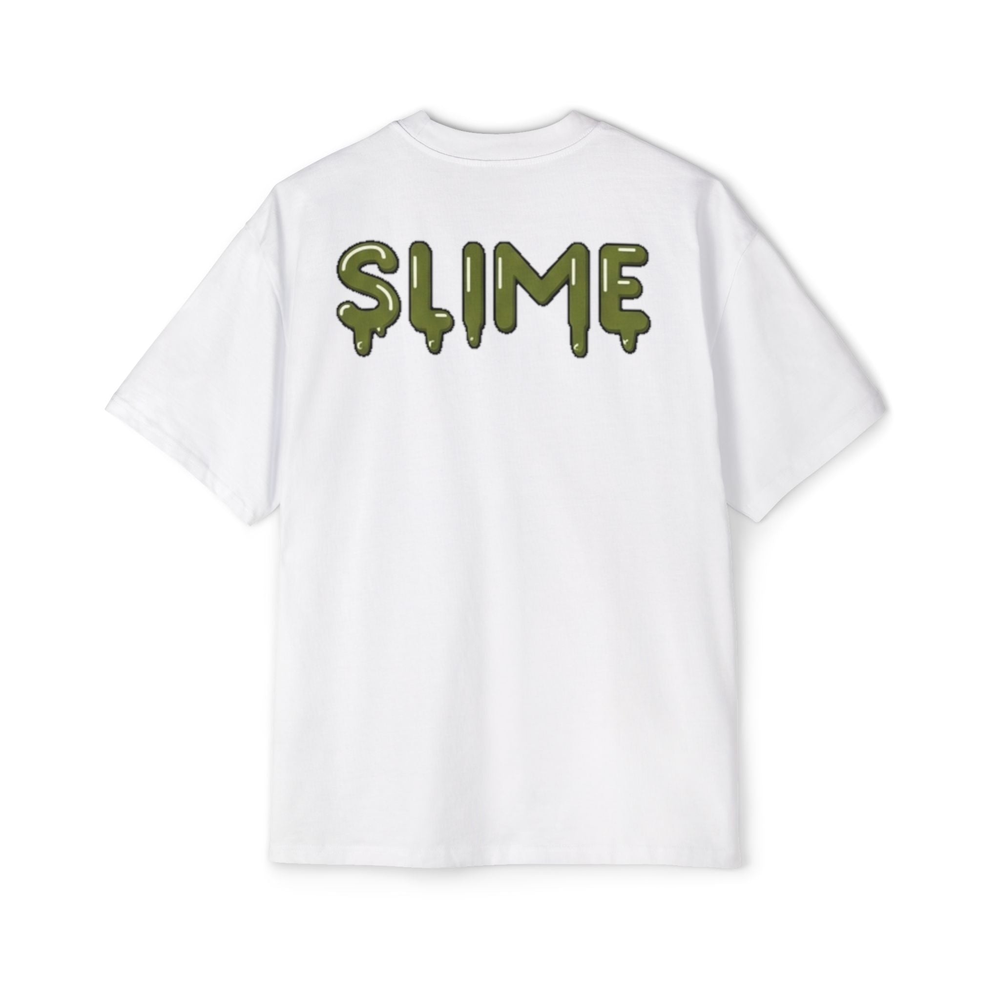 The Slime Shop Men's Oversized Tee — White / Olive Slime In 5