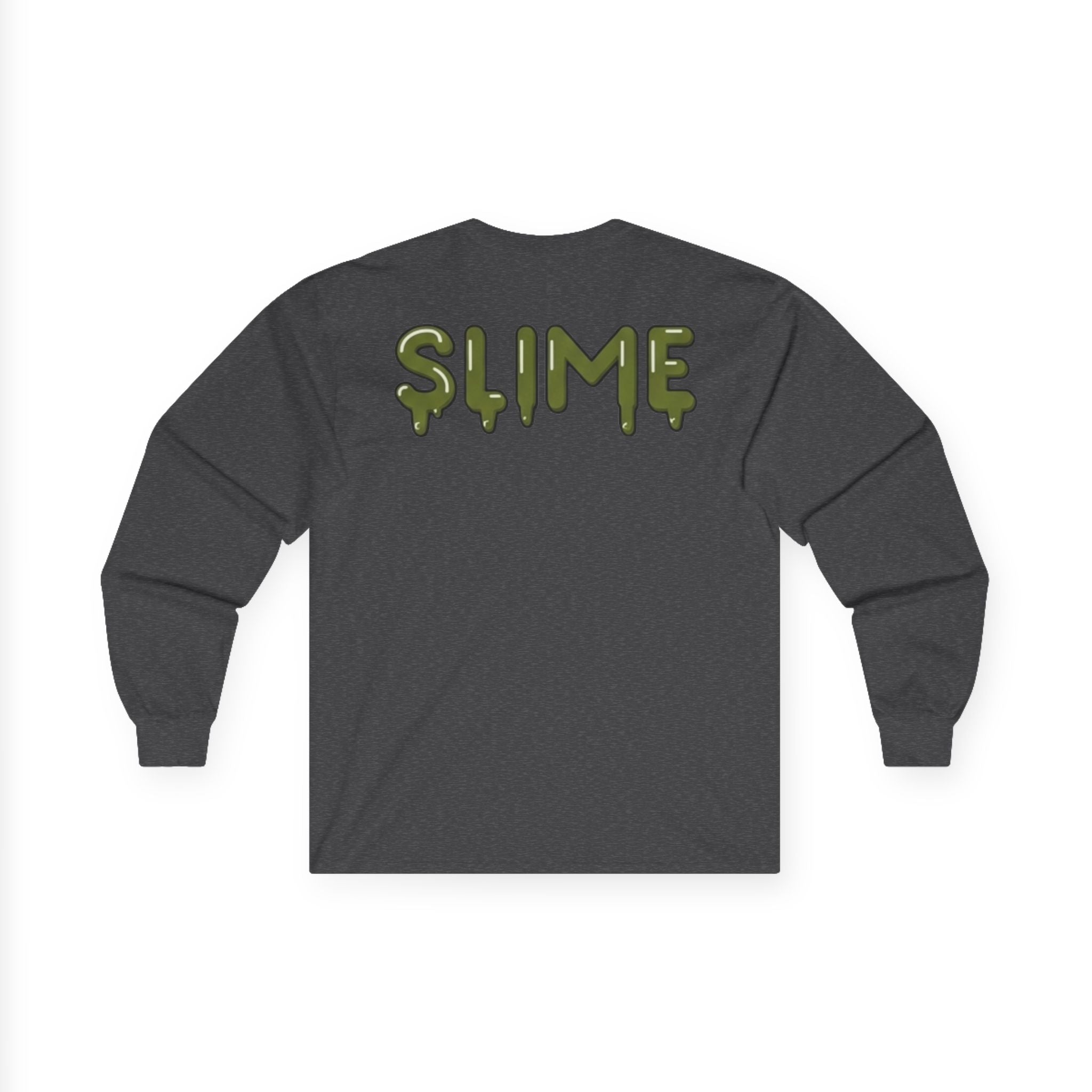 The Slime Shop Ultra Cotton Long-Sleeve — White / Olive Slime-$