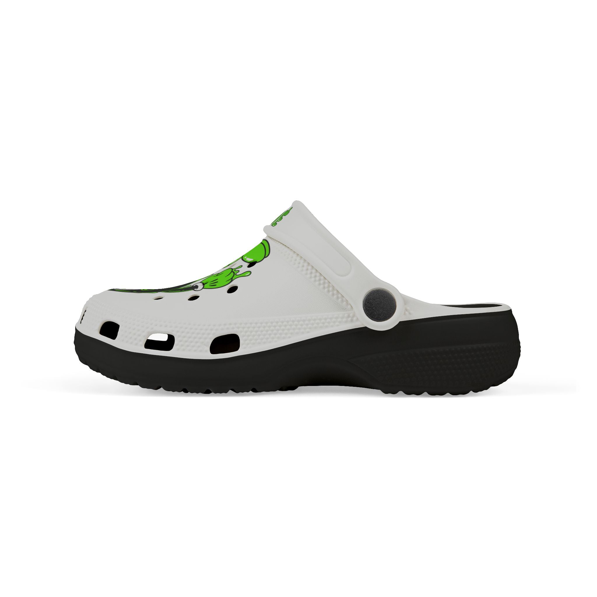 The Slime Shop Kids' EVA Foam Clogs — White / Green Slime AOP (Slimeman Gzzz + Slime $)
