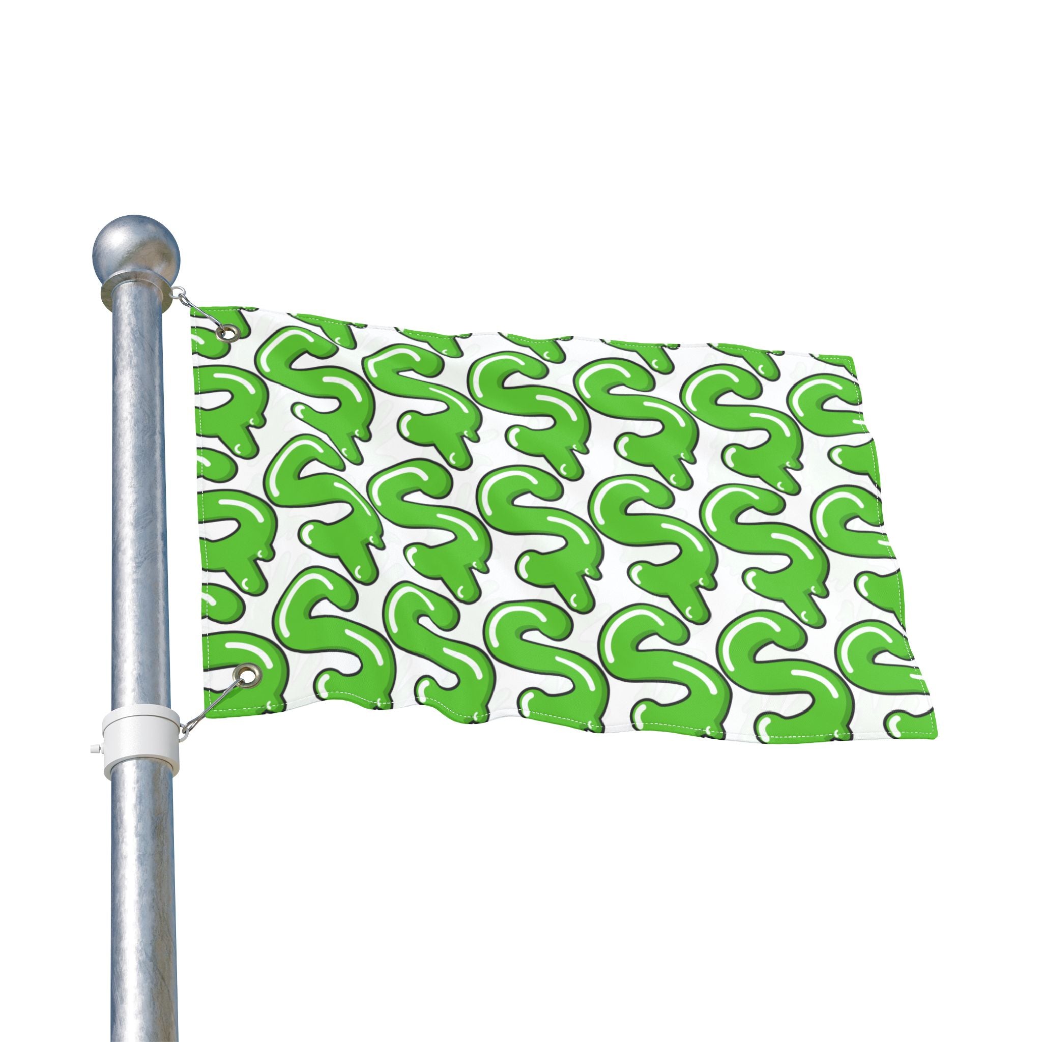 The Slime Shop Double Sided Flag — White / Green Slime S