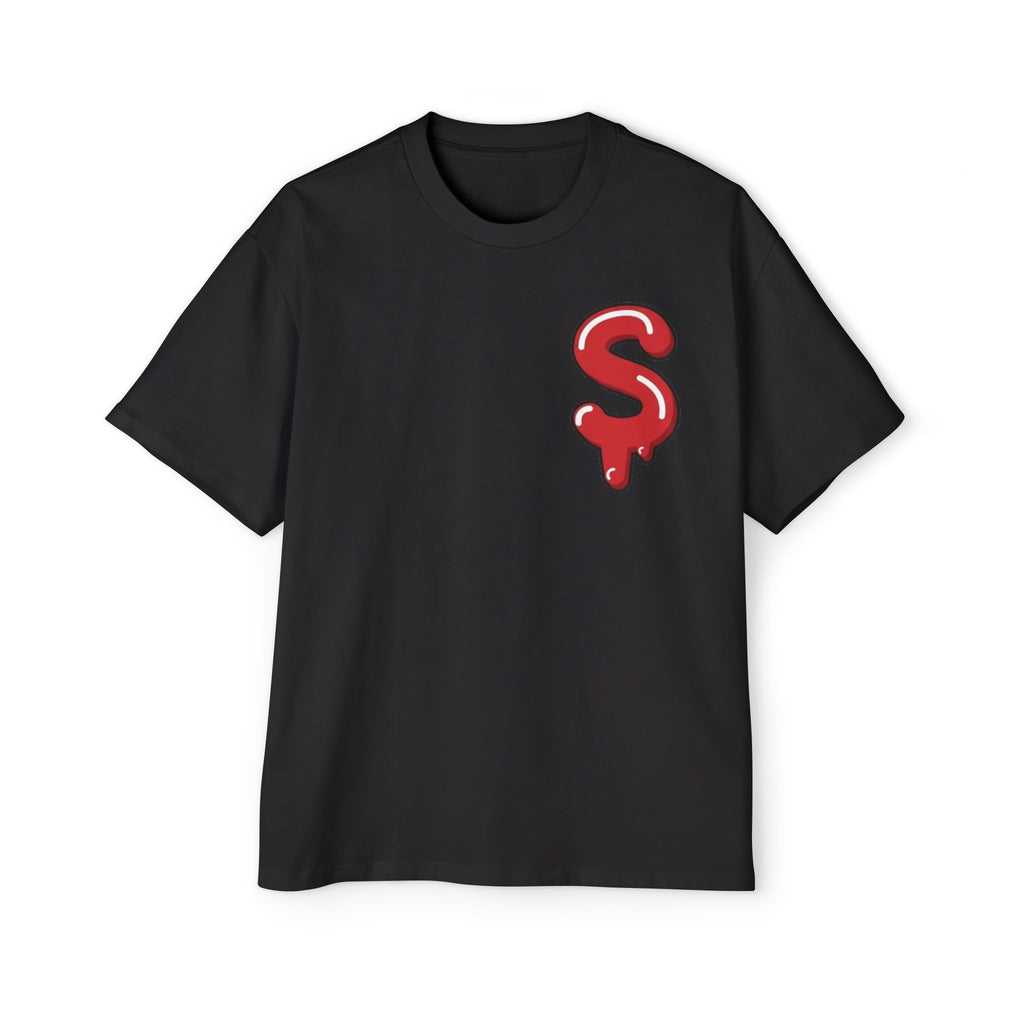 The Slime Shop Men's Heavy Oversized Tee — Black / Red Slime Sircle