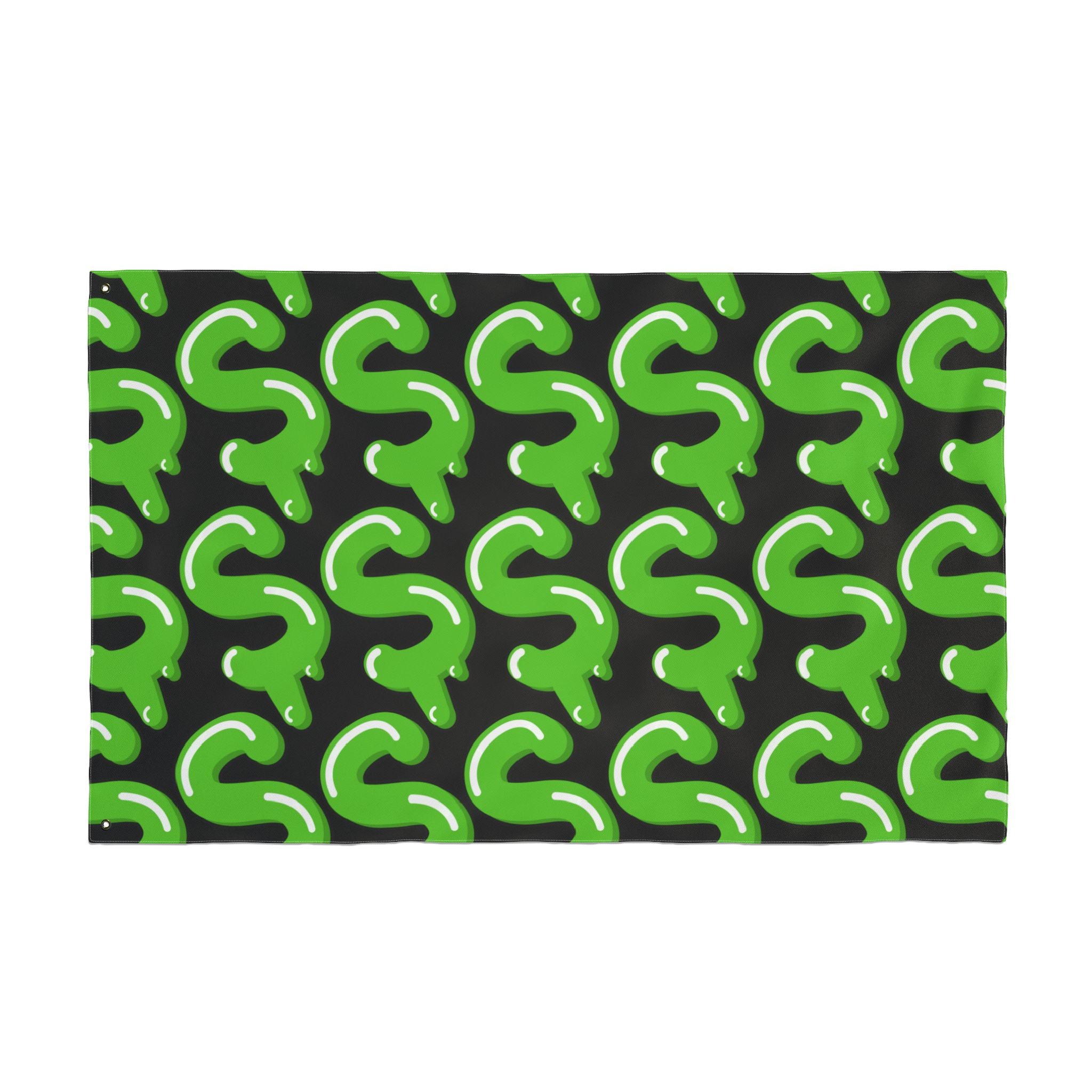 The Slime Shop Double Sided Flag — Black / Green Slime $