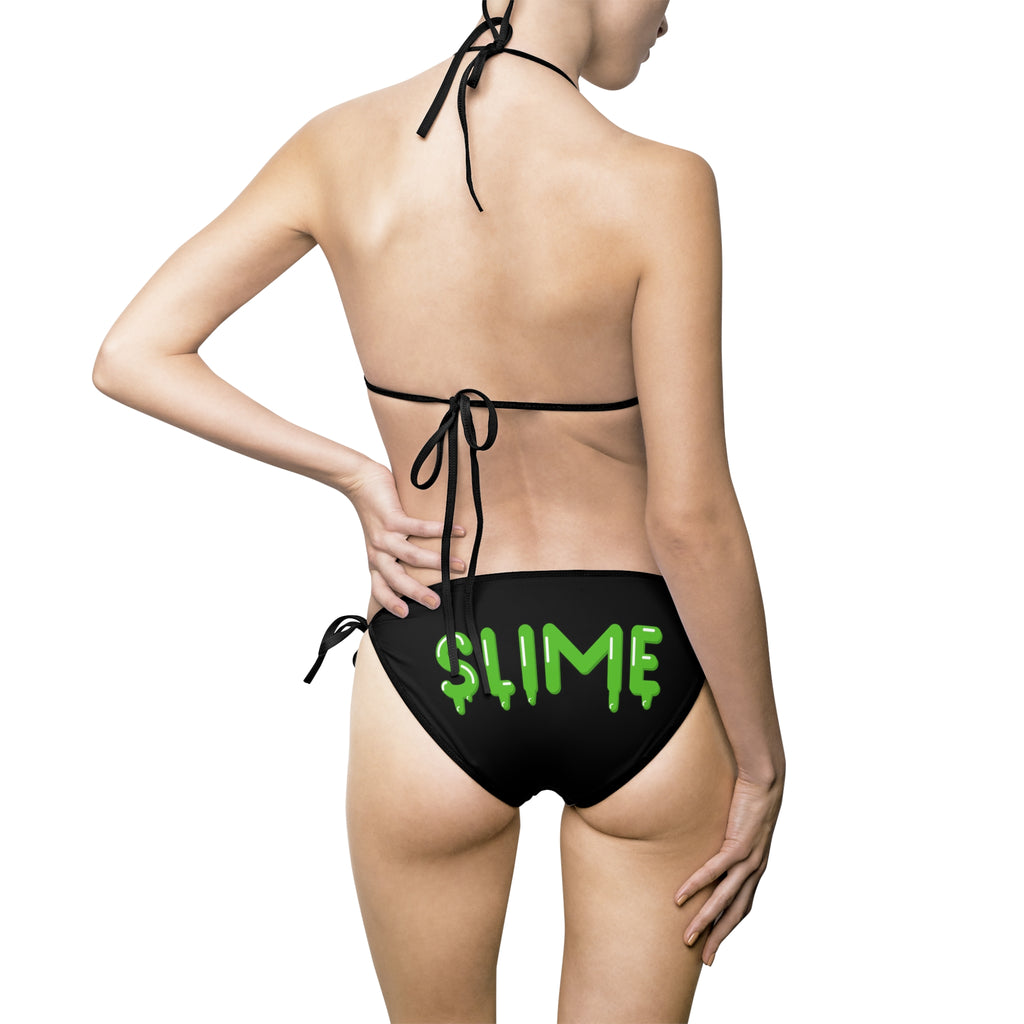 The Slime Shop Women's Bikini Swimsuit — Black / Green Slimeman Gzzz (+ Slime In 5 hand)