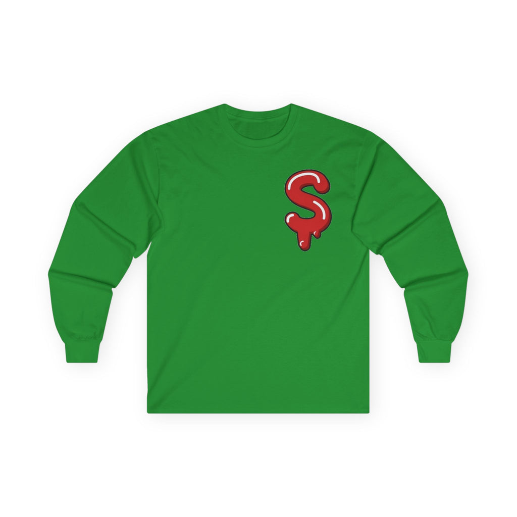 The Slime Shop Ultra Cotton Long-Sleeve Tee — Royal Blue / Red Slime Sircle