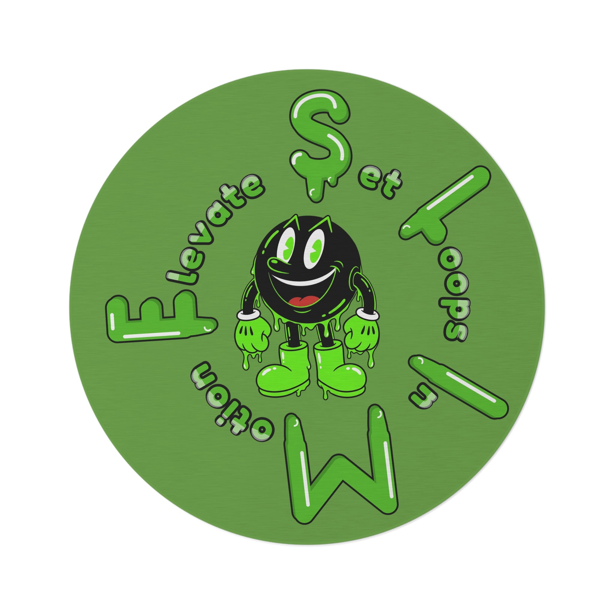 The Slime Shop Round Rug — Slimeman & Ring (Green) III
