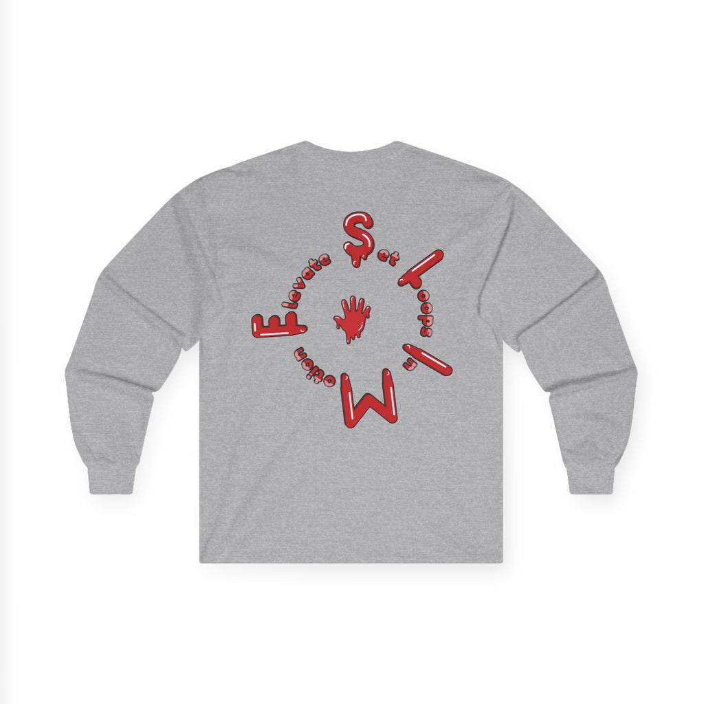 The Slime Shop Ultra Cotton Long-Sleeve Tee — Royal Blue / Red Slime Sircle