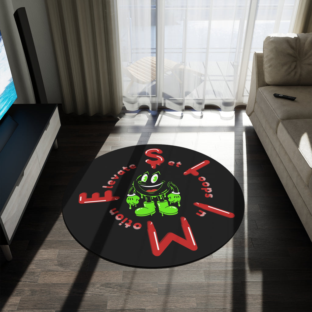 The Slime Shop Round Rug — Slimeman & Ring (Red) II