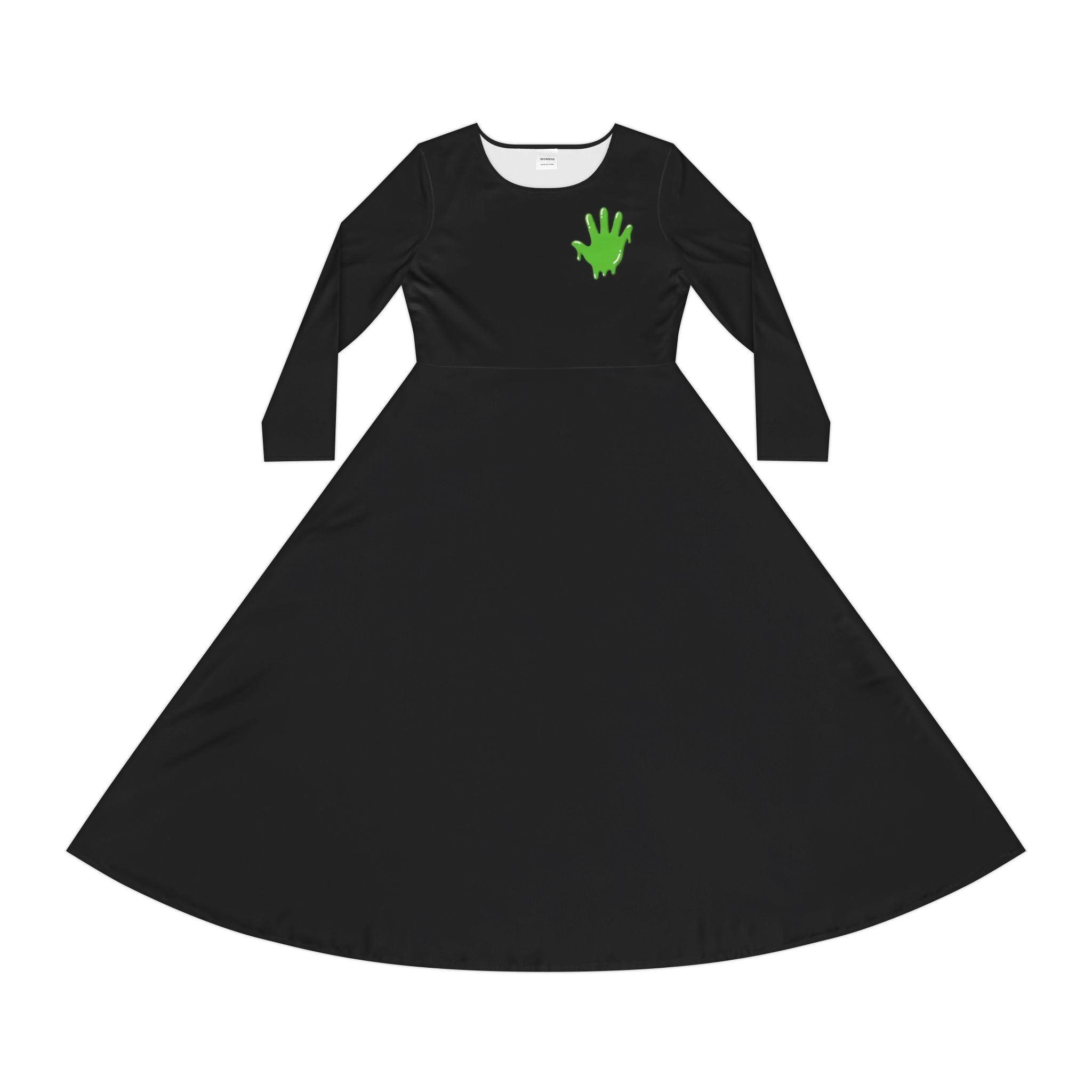 The Slime Shop Women's Long Sleeve Dance Dress — Black / Green Slime In 5 (hand)