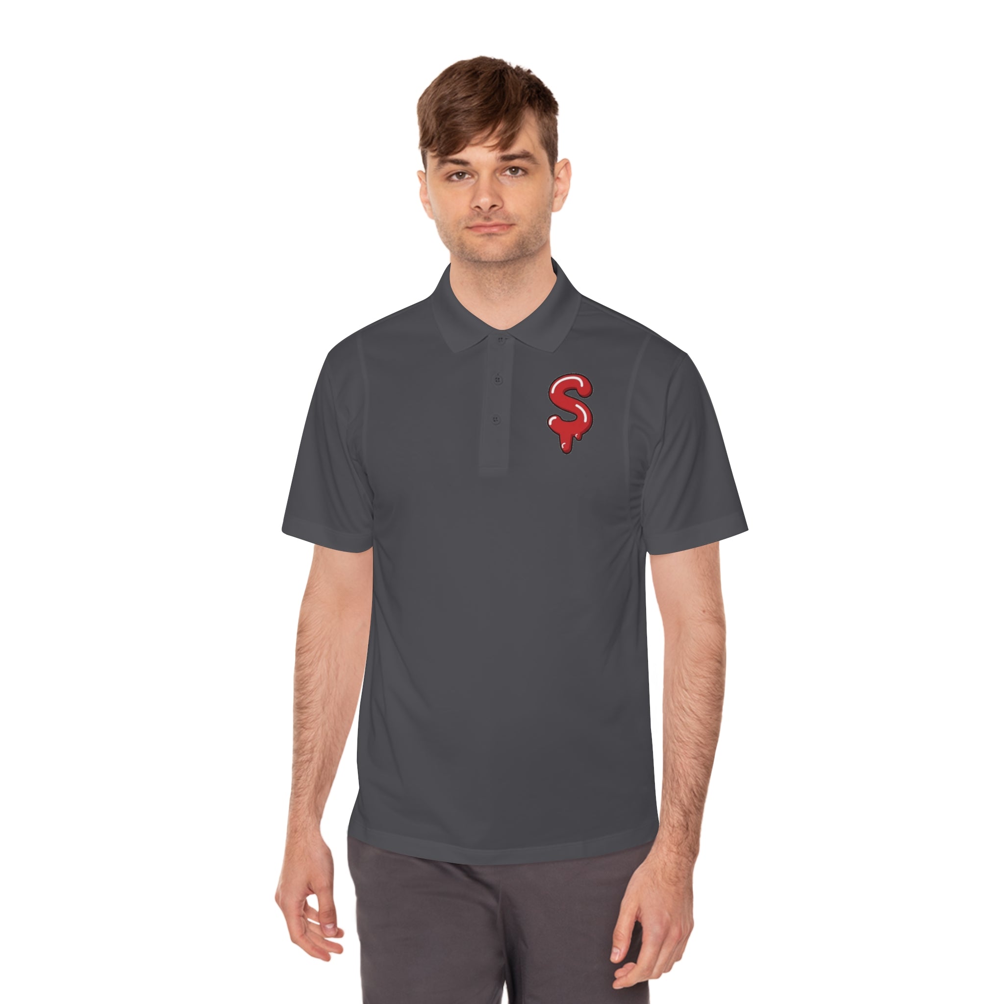 The Slime Shop Sport Polo — Grey / Red Slime Sircle