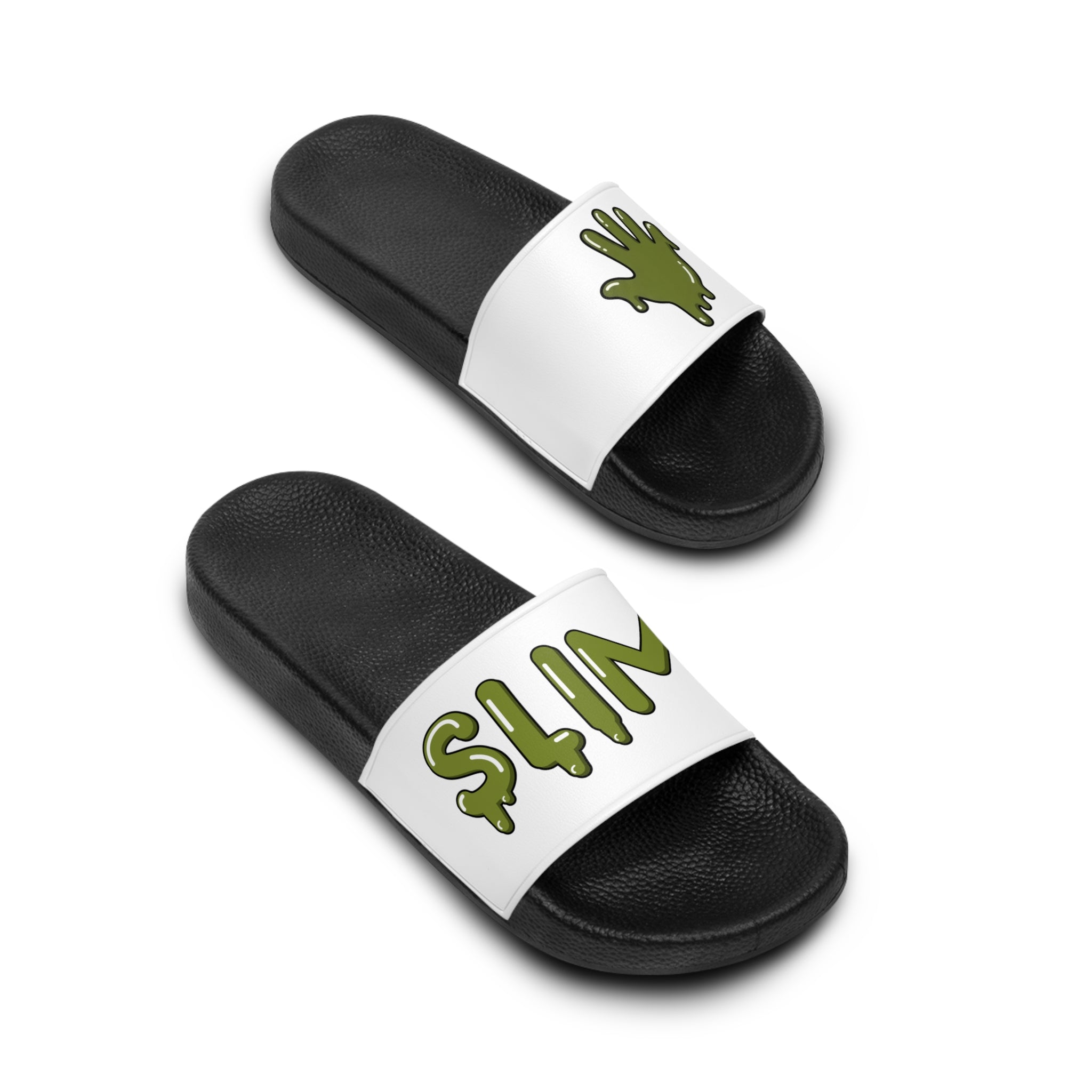 The Slime Shop Slides — Black / Olive Slime In 5