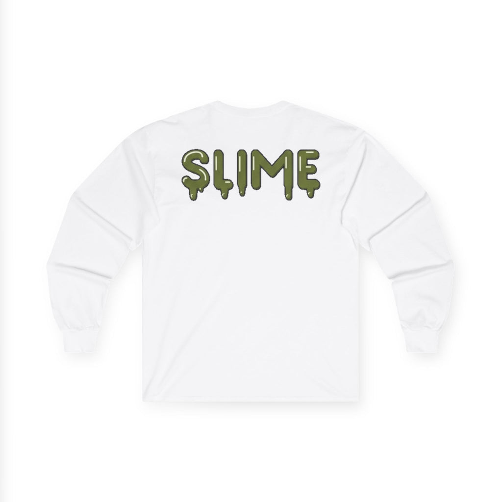 The Slime Shop Ultra Cotton Long-Sleeve — White / Olive Slime In 5