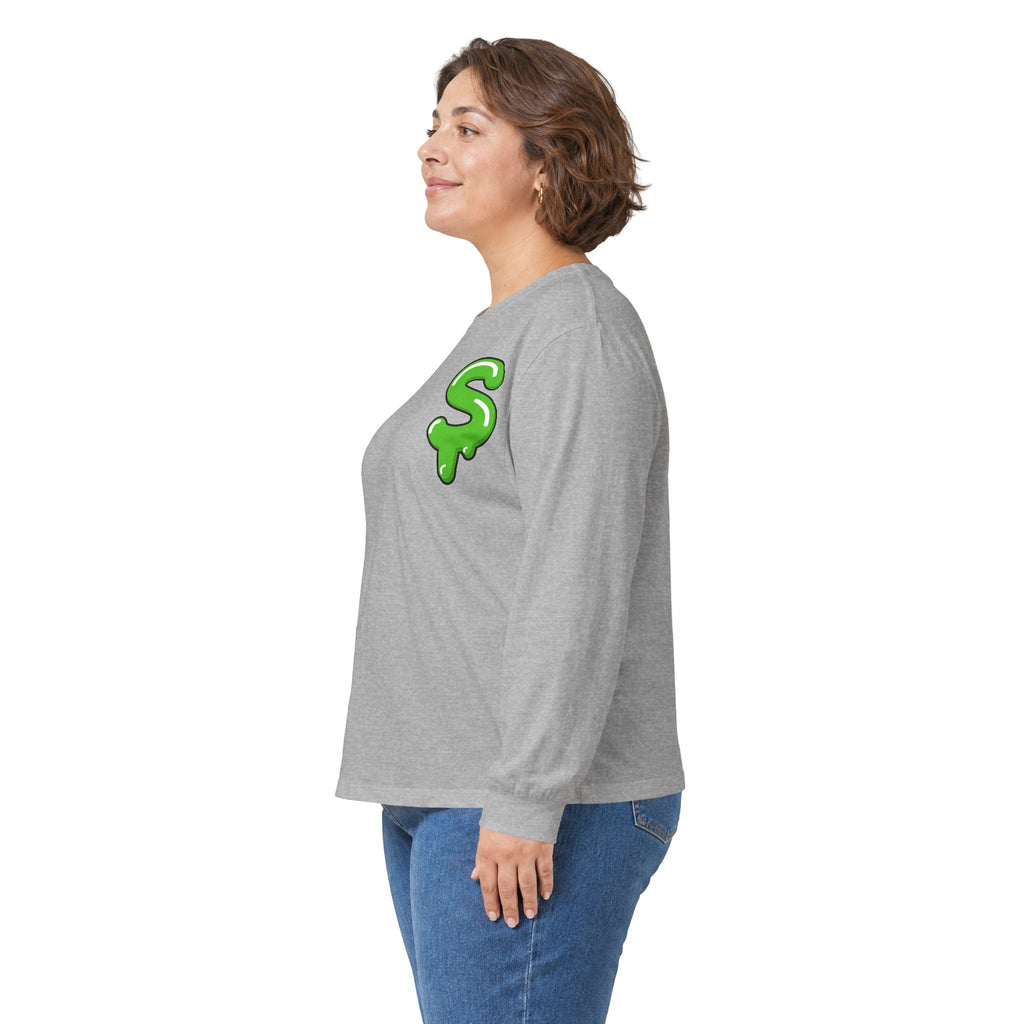 The Slime Shop Ultra Cotton Long-Sleeve Tee — Carolina Blue / Green Slime $