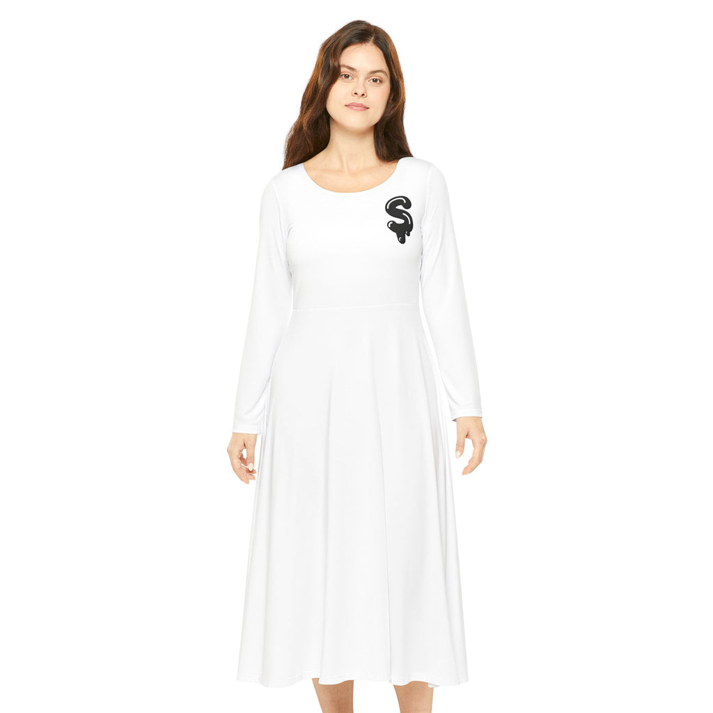 The Slime Shop Women's Long Sleeve Dance Dress — White / Black Slime $