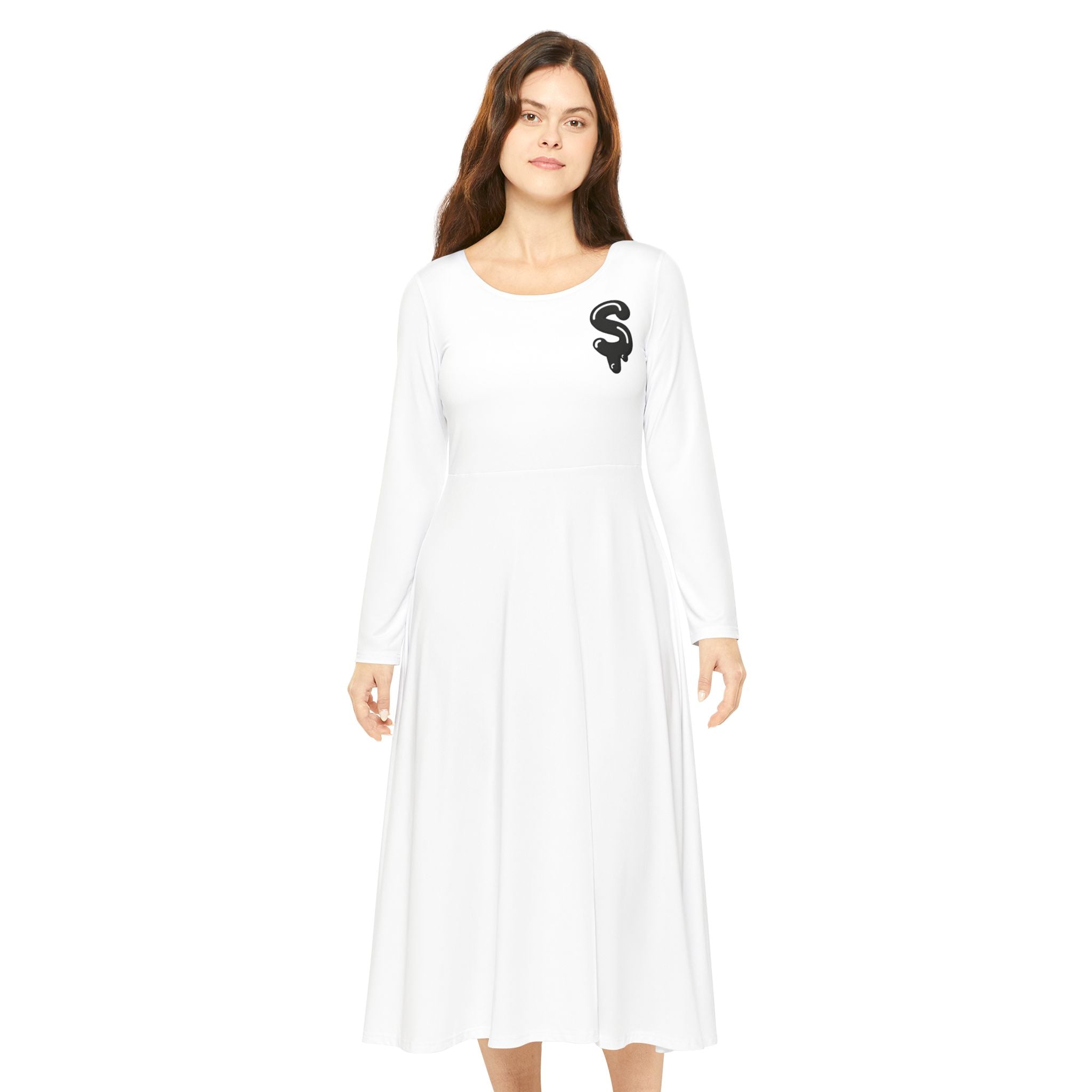 The Slime Shop Women's Long Sleeve Dance Dress — White / Black Slime $