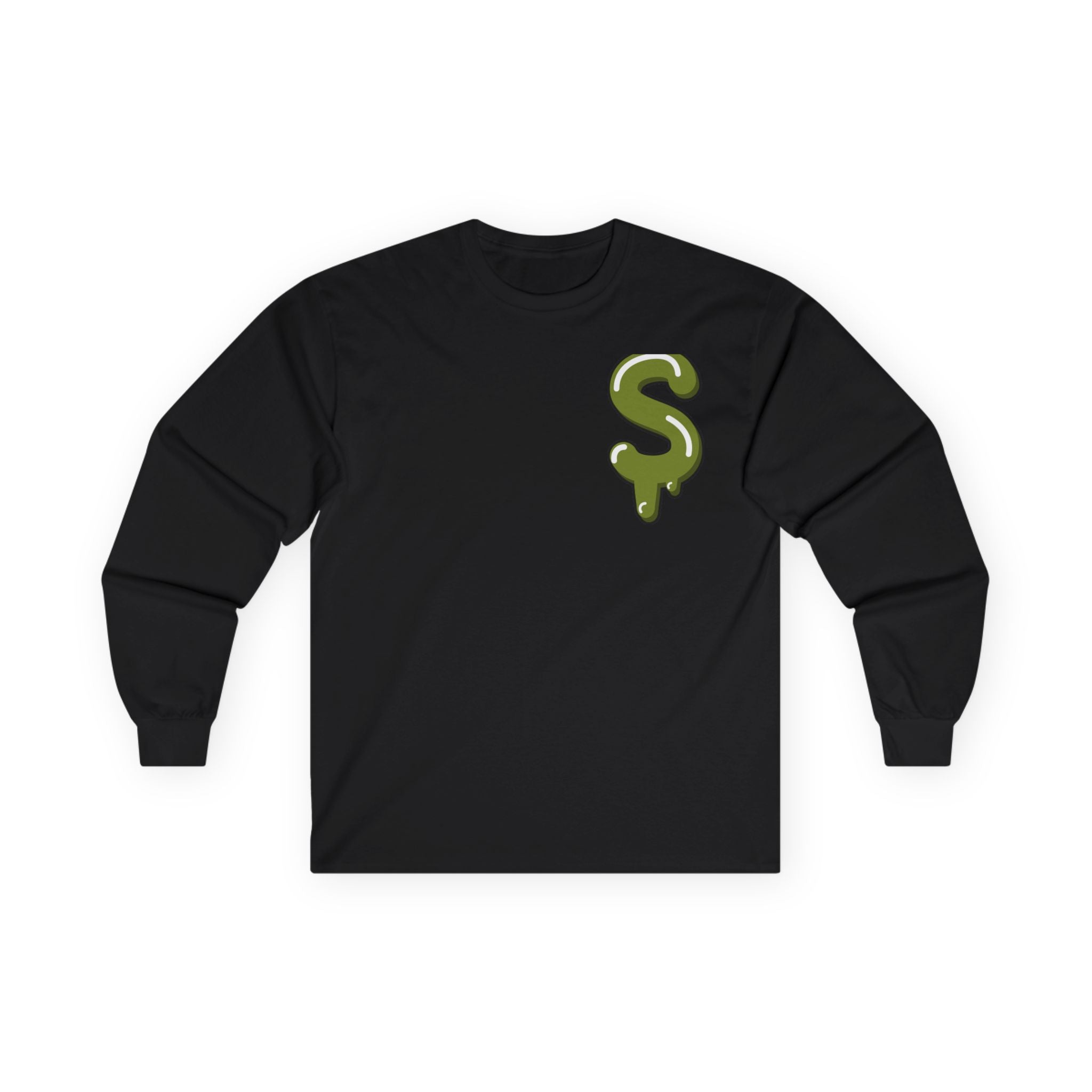 The Slime Shop Ultra Cotton Long-Sleeve — White / Olive Slime-$
