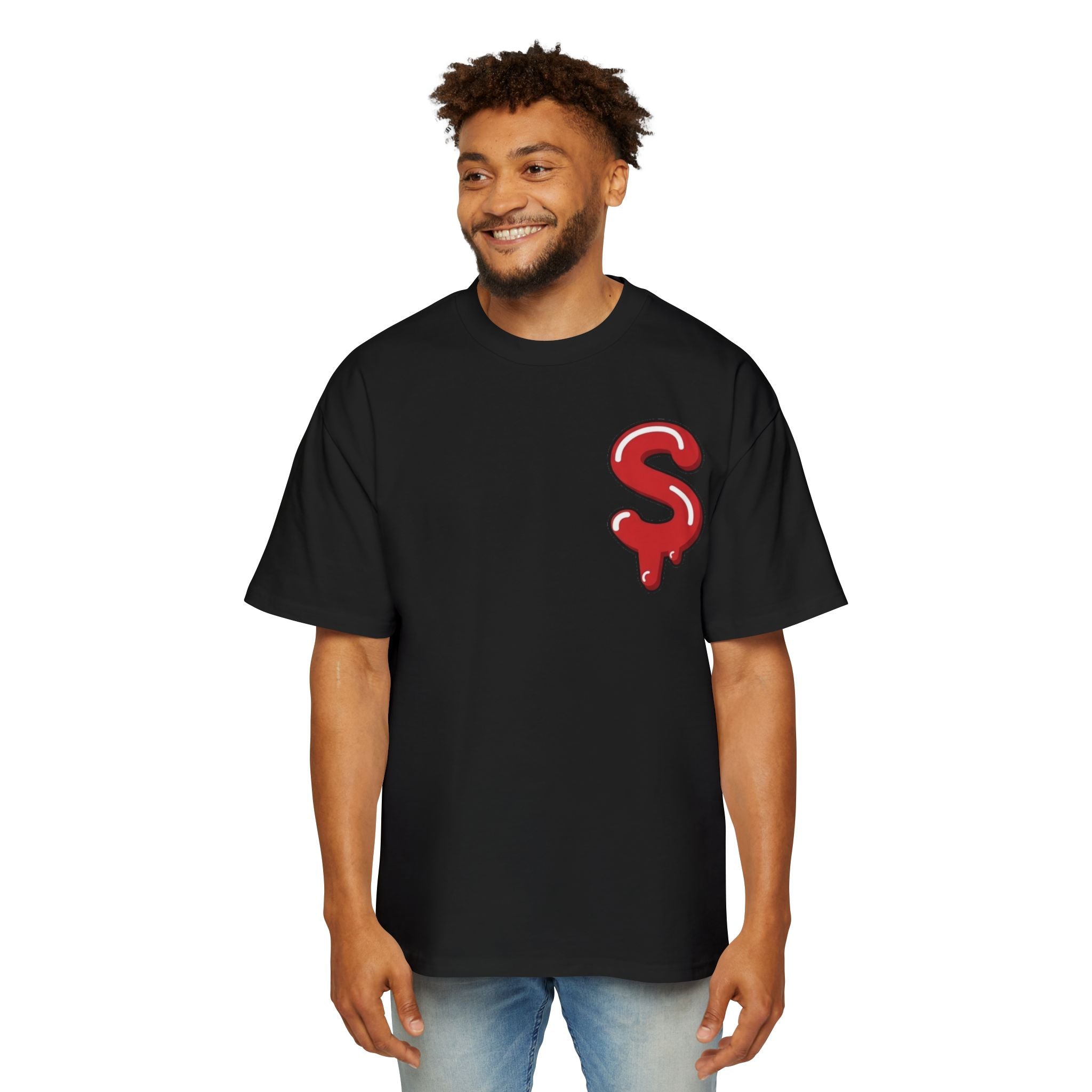 The Slime Shop Men's Heavy Oversized Tee — Black / Red Slime Sircle
