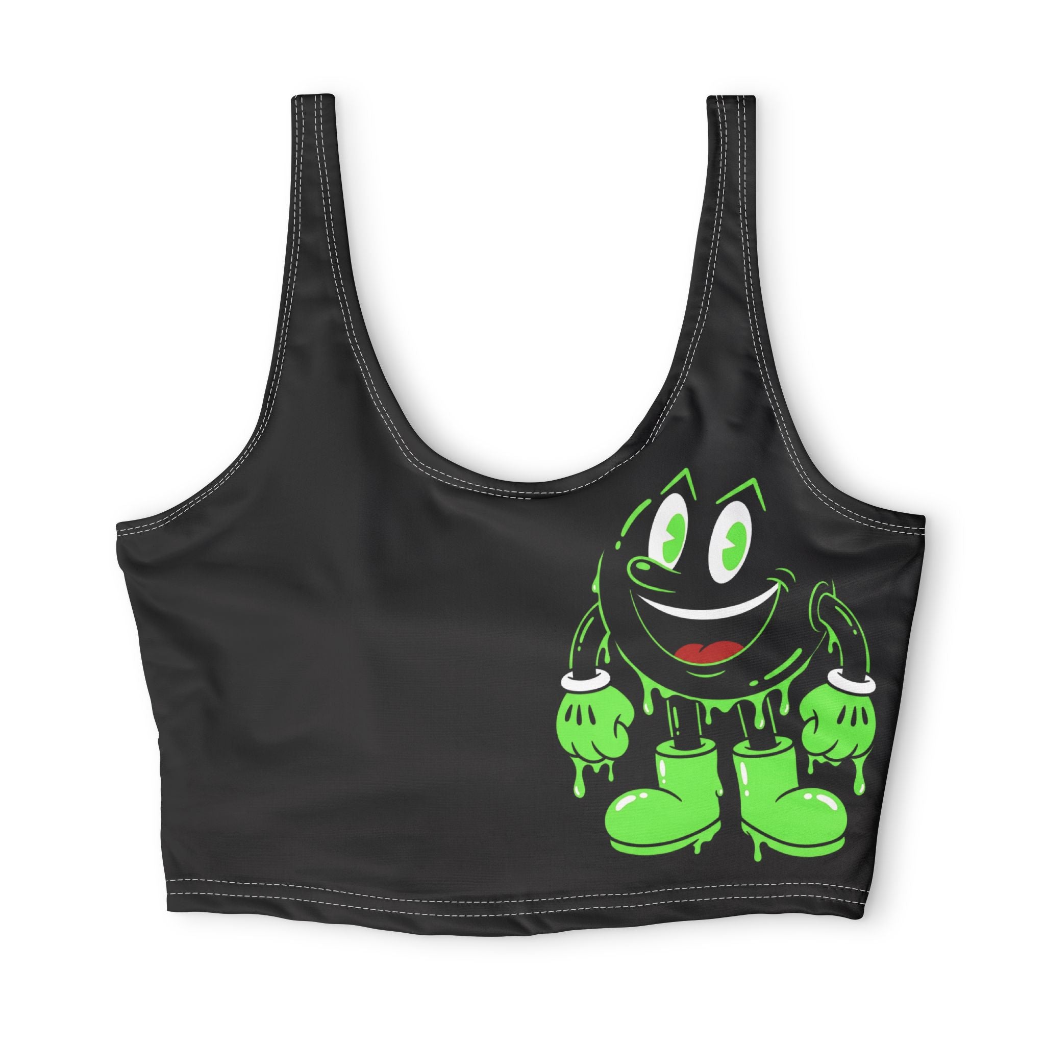 The Slime Shop Polyester Sports Bra — Black / Green Slimeman Gzzz