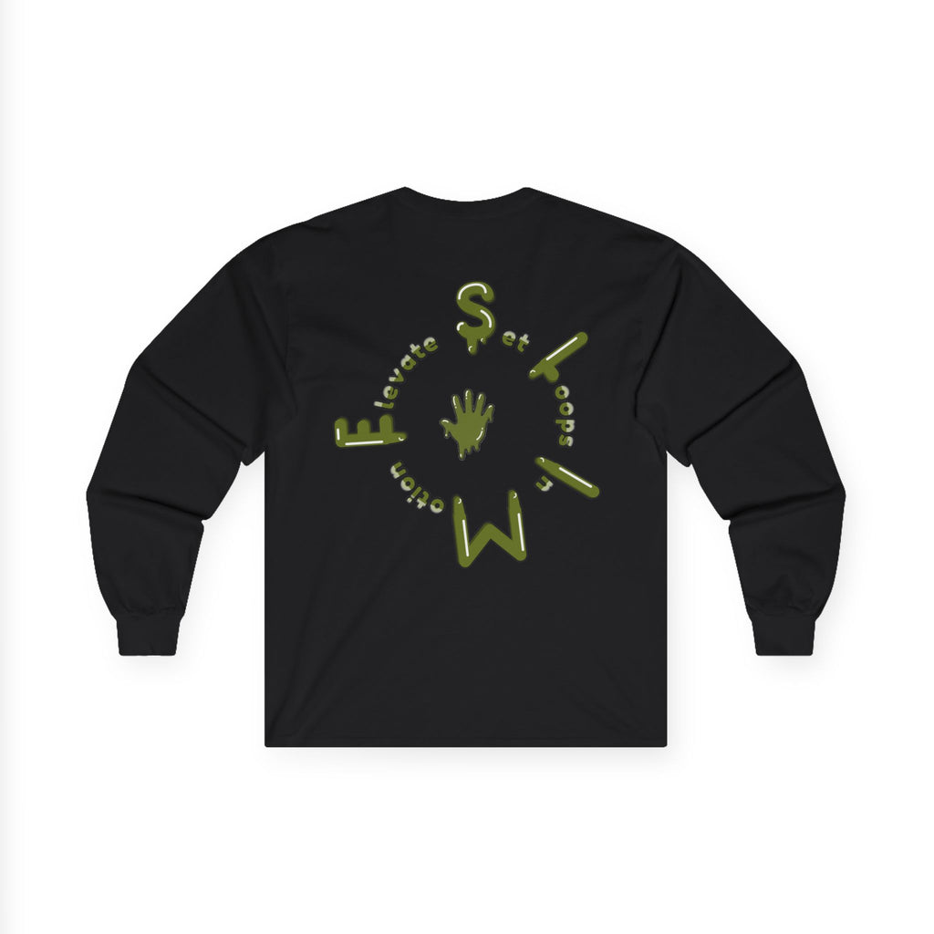 The Slime Shop Ultra Cotton Long-Sleeve Tee — Dark Heather / Olive Slime Sircle