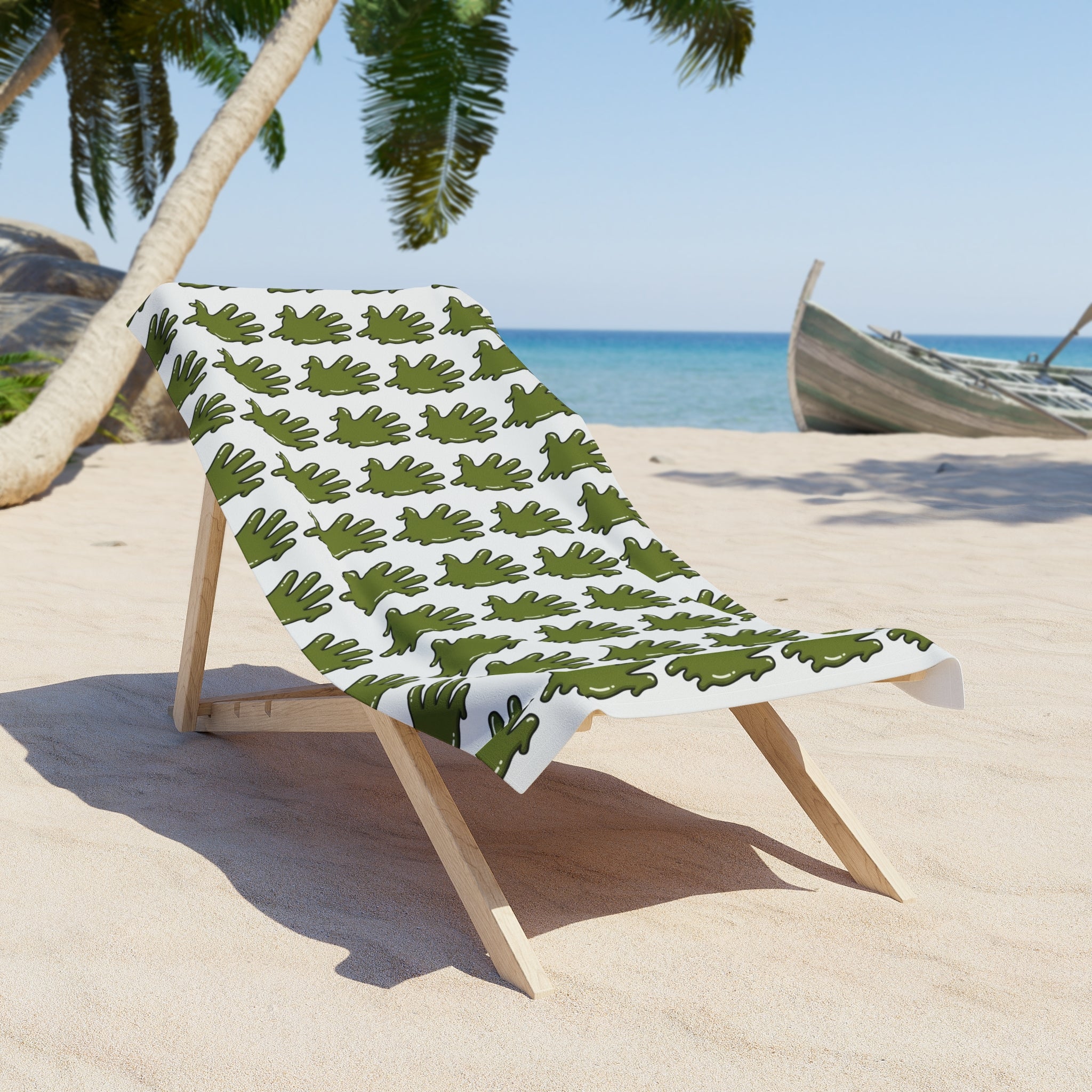 The Slime Shop Beach Towel — White / Olive Slime In 5