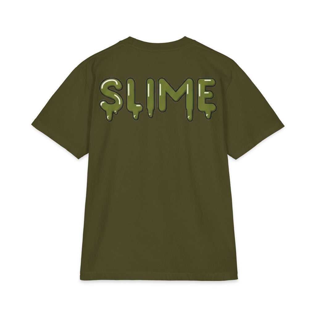 The Slime Shop Max Heavyweight Tee — White / Olive Slime-$