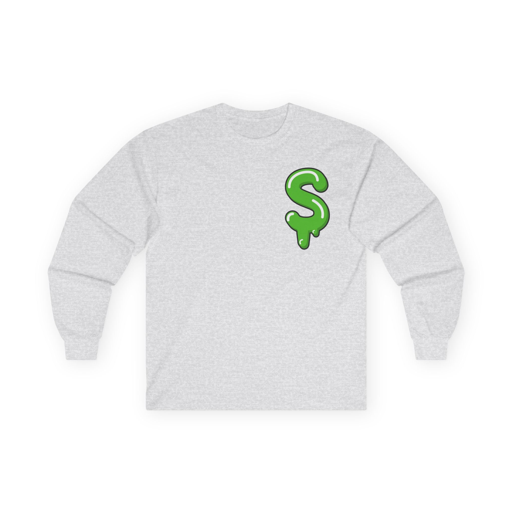 The Slime Shop Ultra Cotton Long-Sleeve Tee — Carolina Blue / Green Slime $