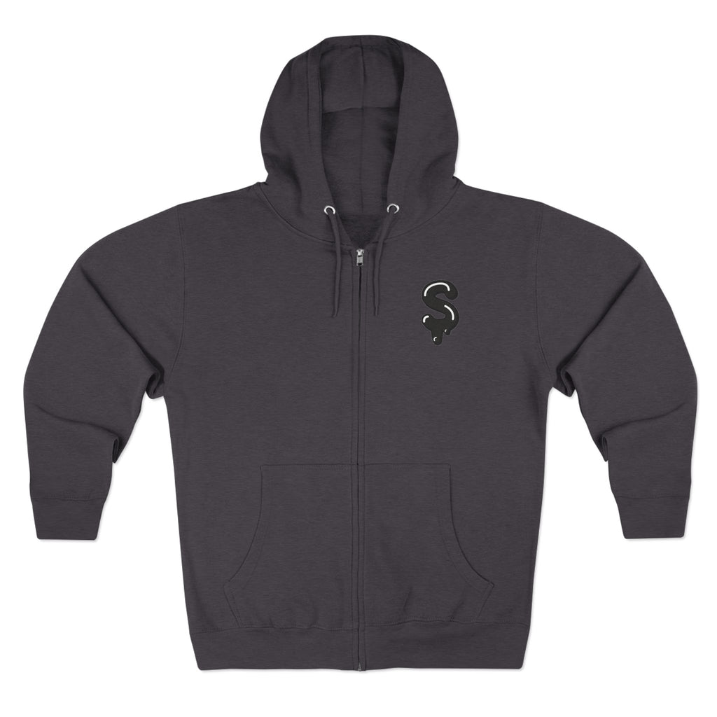 The Slime Shop Zip Hoodie — Heather / Black Slime-$