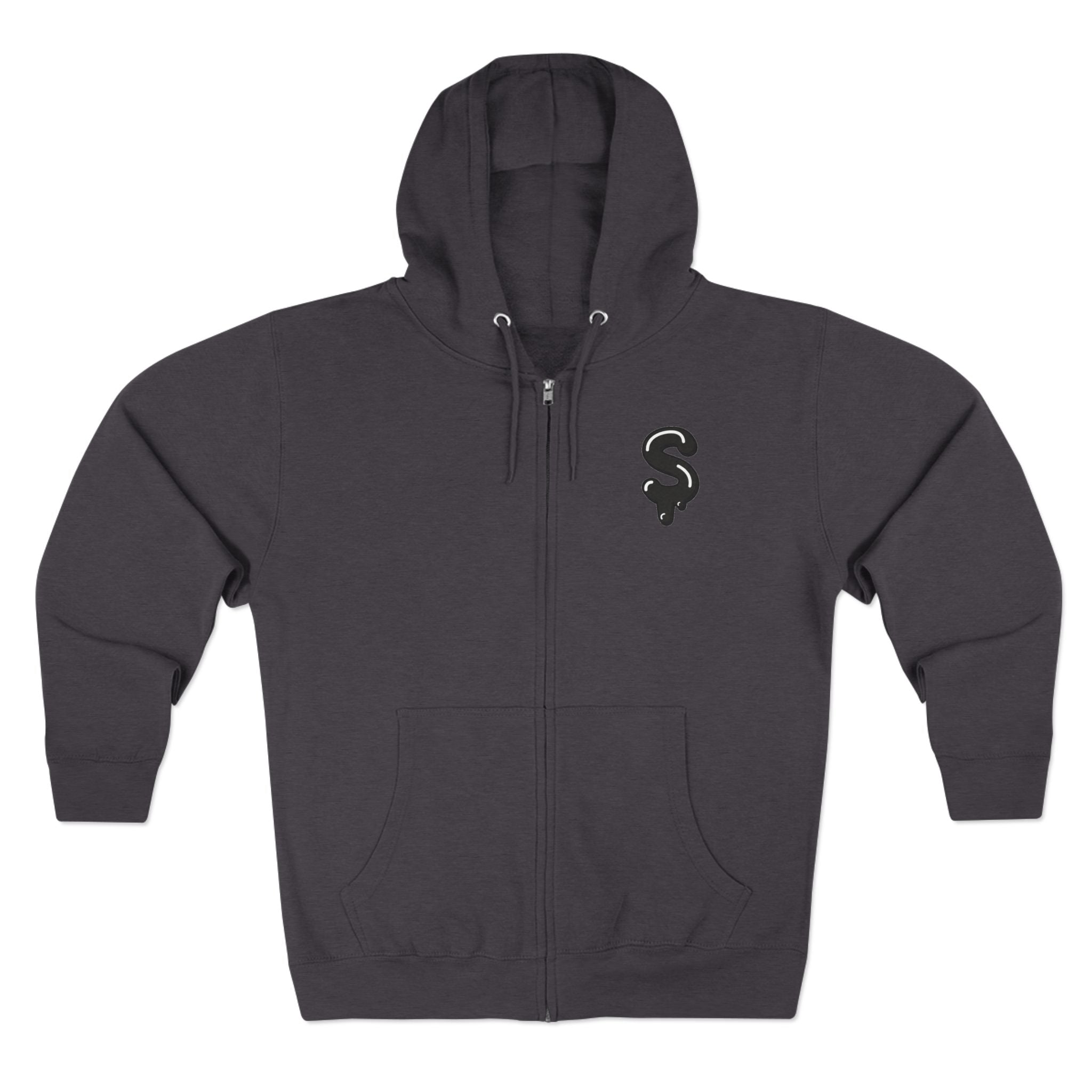 The Slime Shop Zip Hoodie — Heather / Black Slime-$