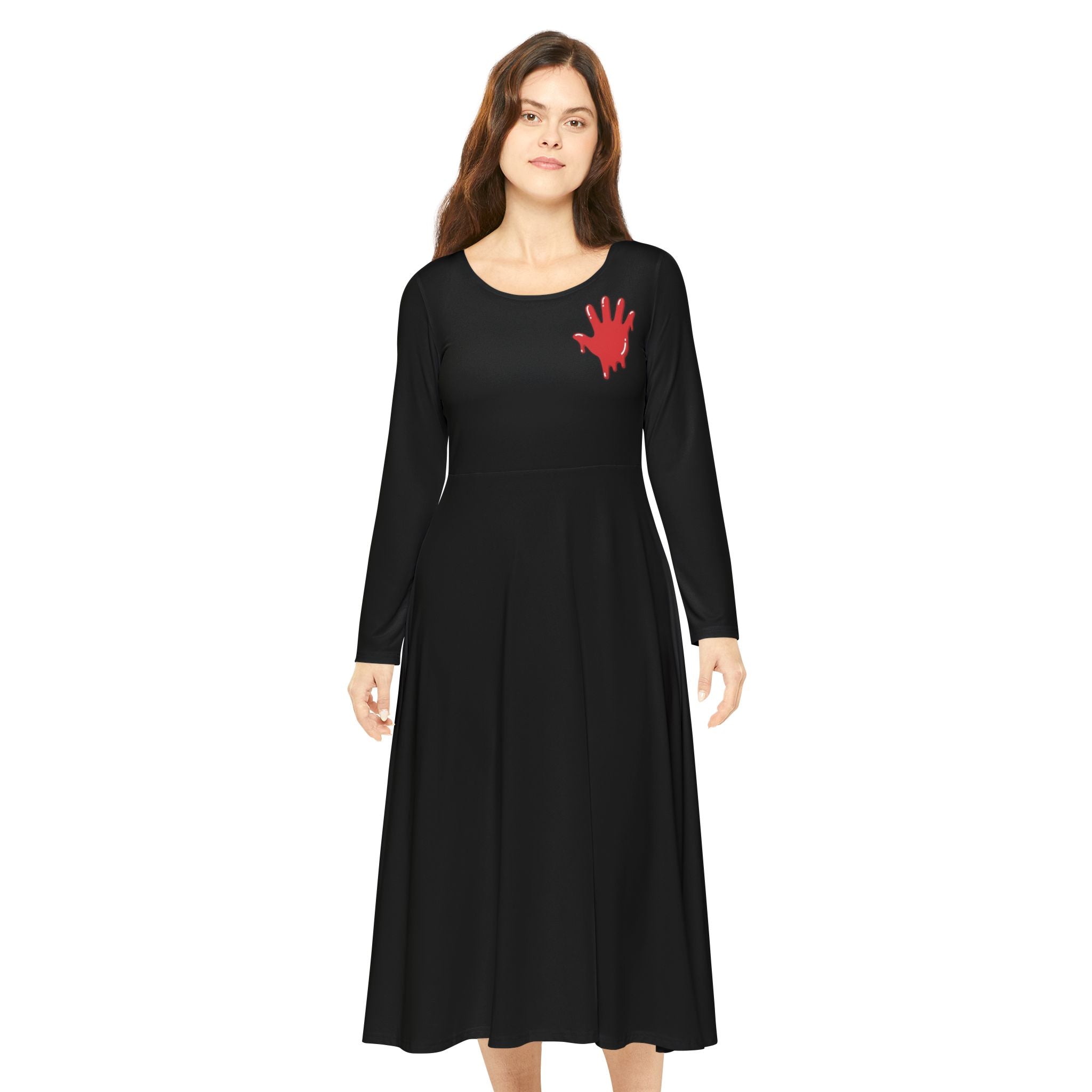 The Slime Shop Women's Long Sleeve Dance Dress — Black / Red Slime In 5 (hand)
