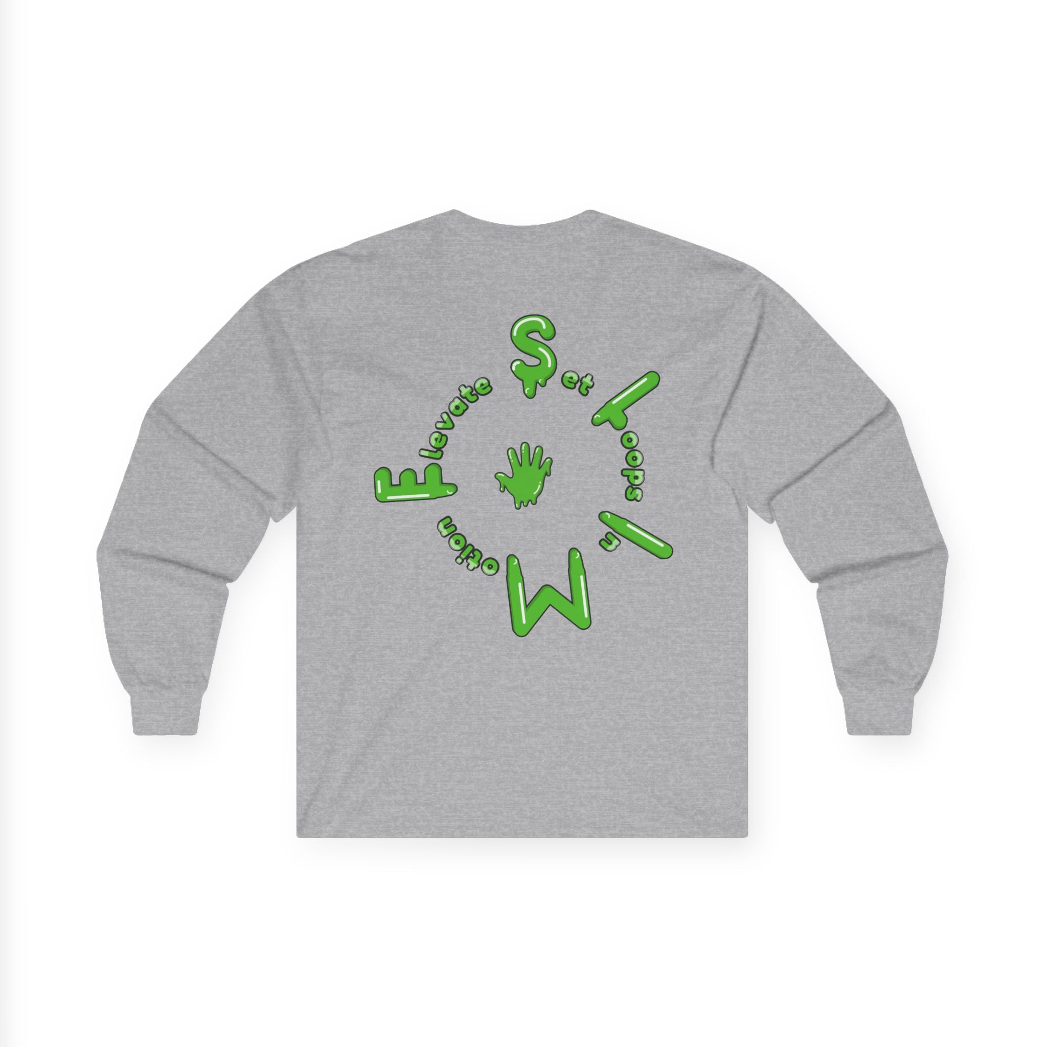 The Slime Shop Ultra Cotton Long-Sleeve Tee — Carolina Blue / Green Slime $