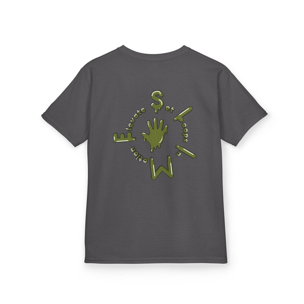 The Slime Shop Kids Heavy Cotton Tee — White / Military Green Slime $