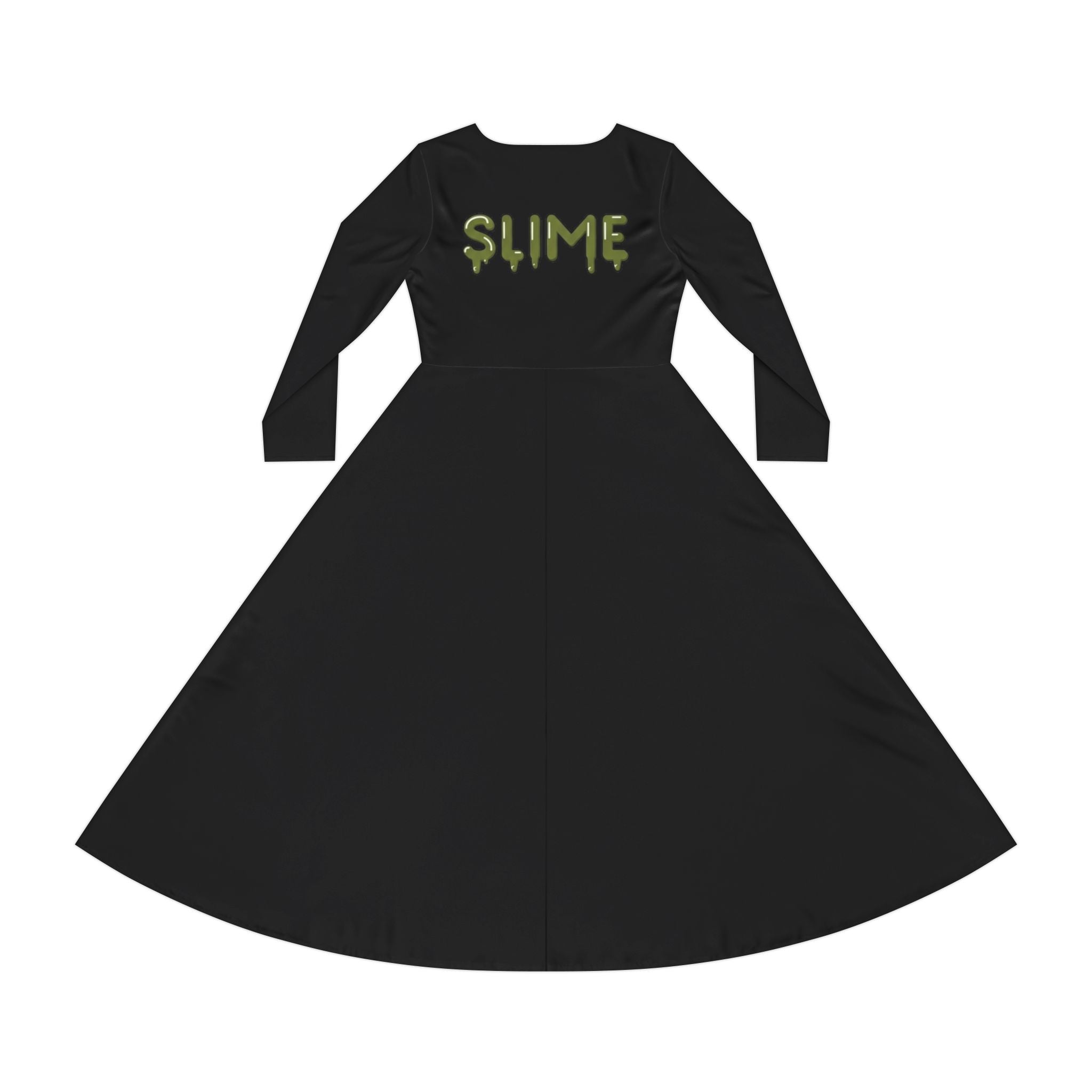 The Slime Shop Women's Long Sleeve Dance Dress — Black / Olive Slime $