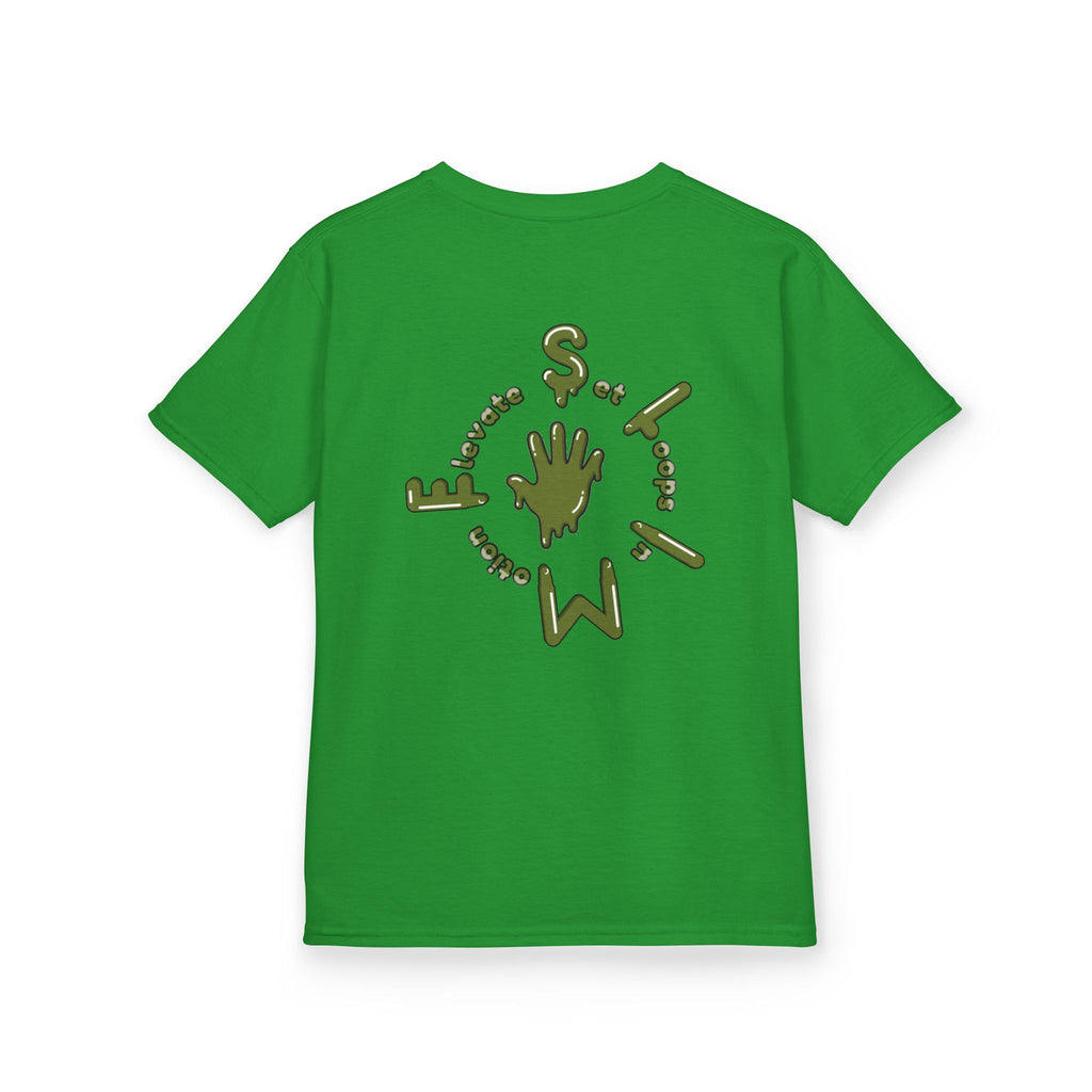 The Slime Shop Kids Heavy Cotton Tee — White / Military Green Slime $