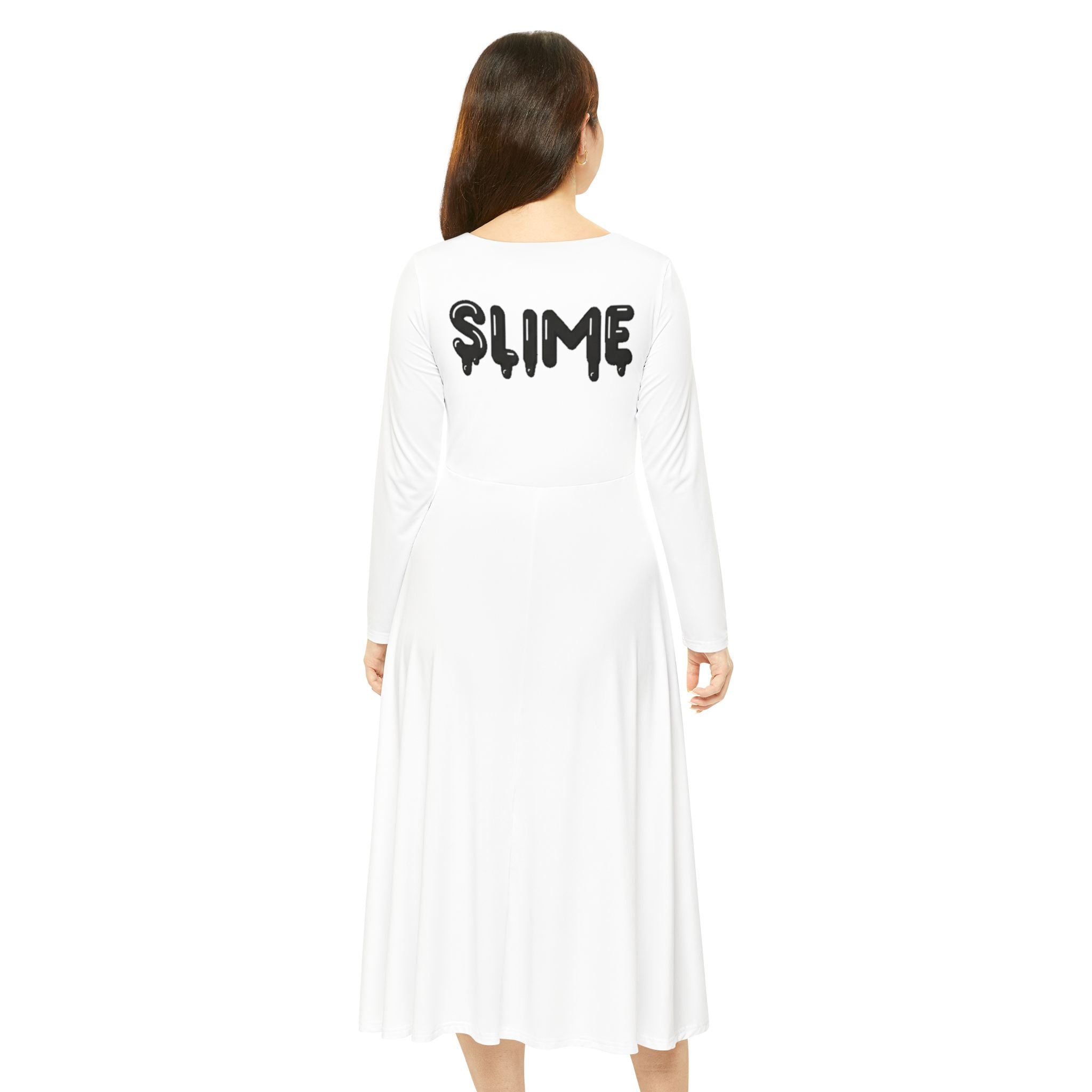The Slime Shop Women's Long Sleeve Dance Dress — White / Black Slime $